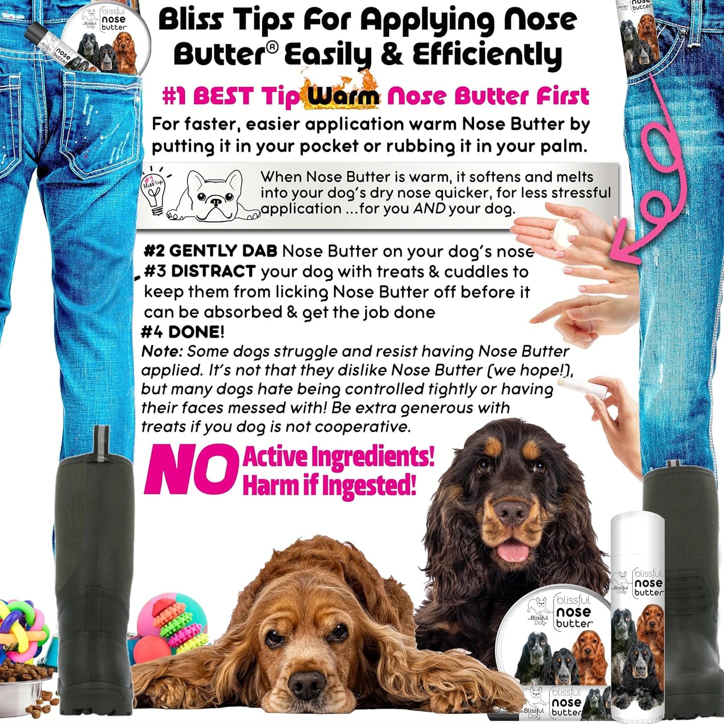 The Blissful Dog English Cocker Spaniel Unscented Nose Butter - Dog Nose Butter, 0.50 Ounce - Pet Explorer