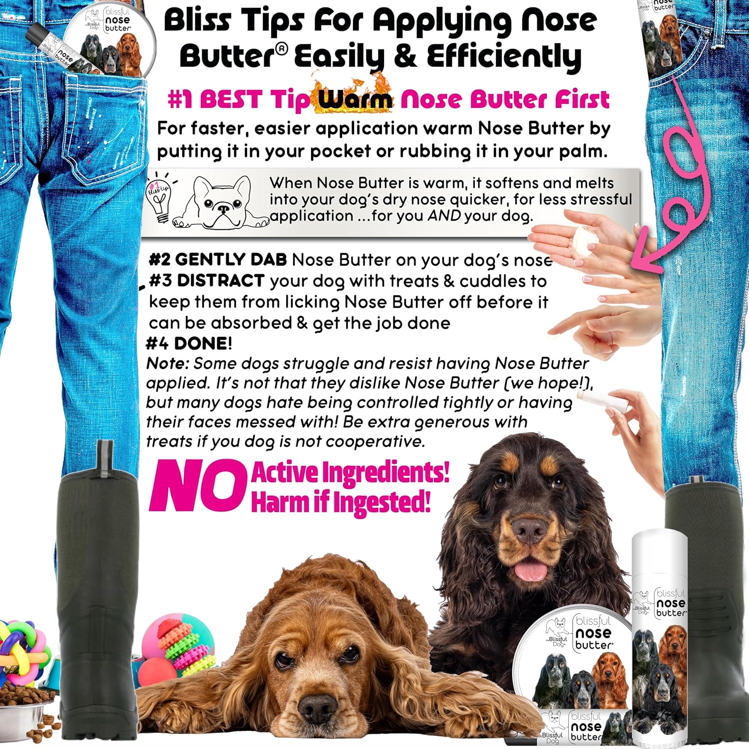 The Blissful Dog English Cocker Spaniel Unscented Nose Butter - Dog Nose Butter, 0.50 Ounce - Pet Explorer