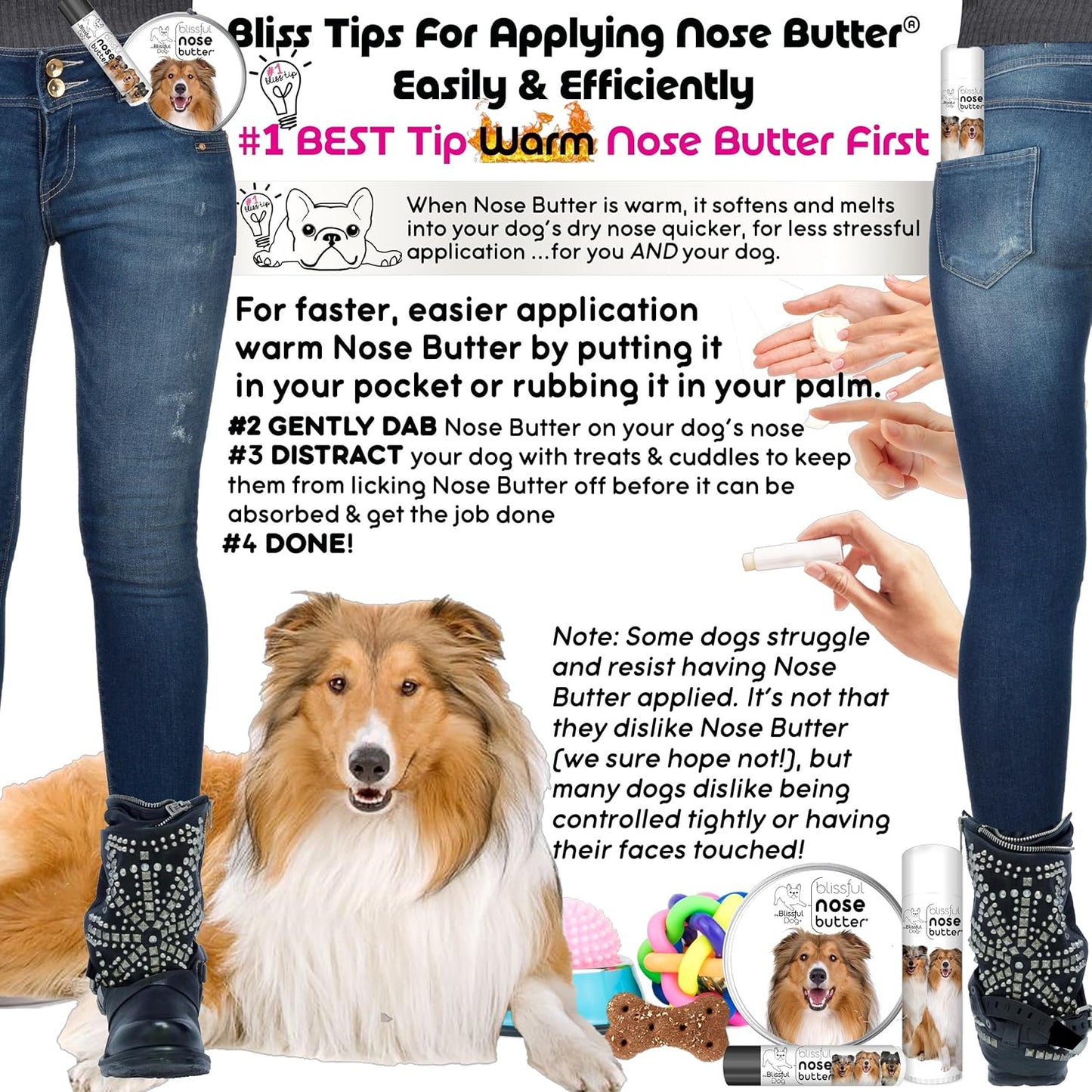 The Blissful Dog Collie Nose Butter for Dry, Cracked Skin, Lick-Safe Dog Nose Balm with Moisturizing Shea Butter, Almond, Olive, and Essential Oils, Pet Supplies, Uncented, 1 oz. - Pet Explorer