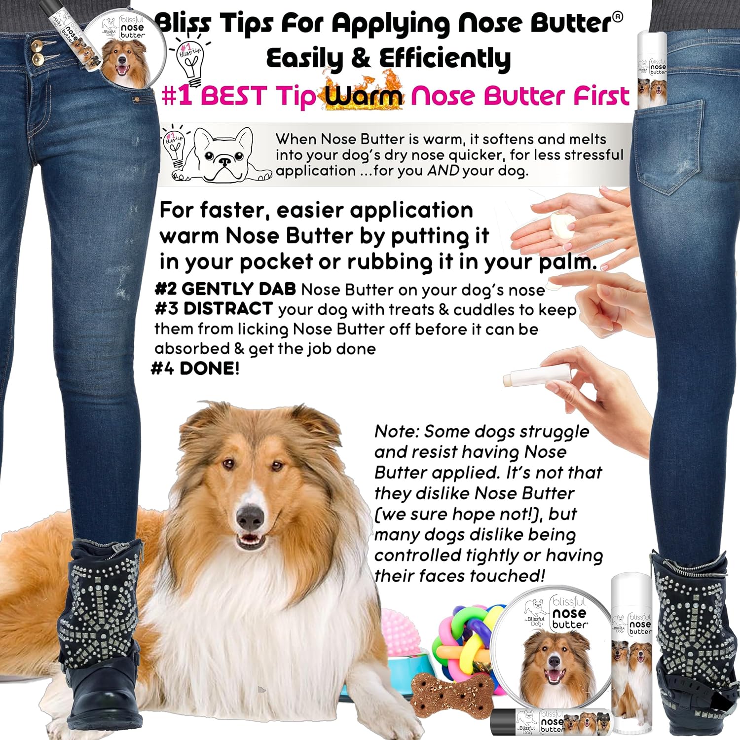 The Blissful Dog Collie Nose Butter for Dry, Cracked Skin, Lick-Safe Dog Nose Balm with Moisturizing Shea Butter, Almond, Olive, and Essential Oils, Pet Supplies, Uncented, 0.50 oz. - Pet Explorer
