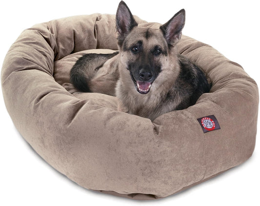 Majestic Pet 52 Inch Micro Velvet Calming Dog Bed Washable 52x35x11 (inch) – Cozy Soft Round Donut Dog Bed with Spine for Head Support -Pet Bed X- Large - Pearl (2025) - Pet Explorer