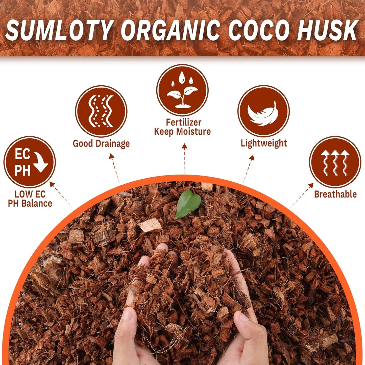 Coco Chips for Plant - 10LB Organic Coconut Husk Chips with Low EC & PH Balanced, High Expansion Coconut Substrate Coco Husk Mulch for Garden, Flowers and Reptile - Pet Explorer