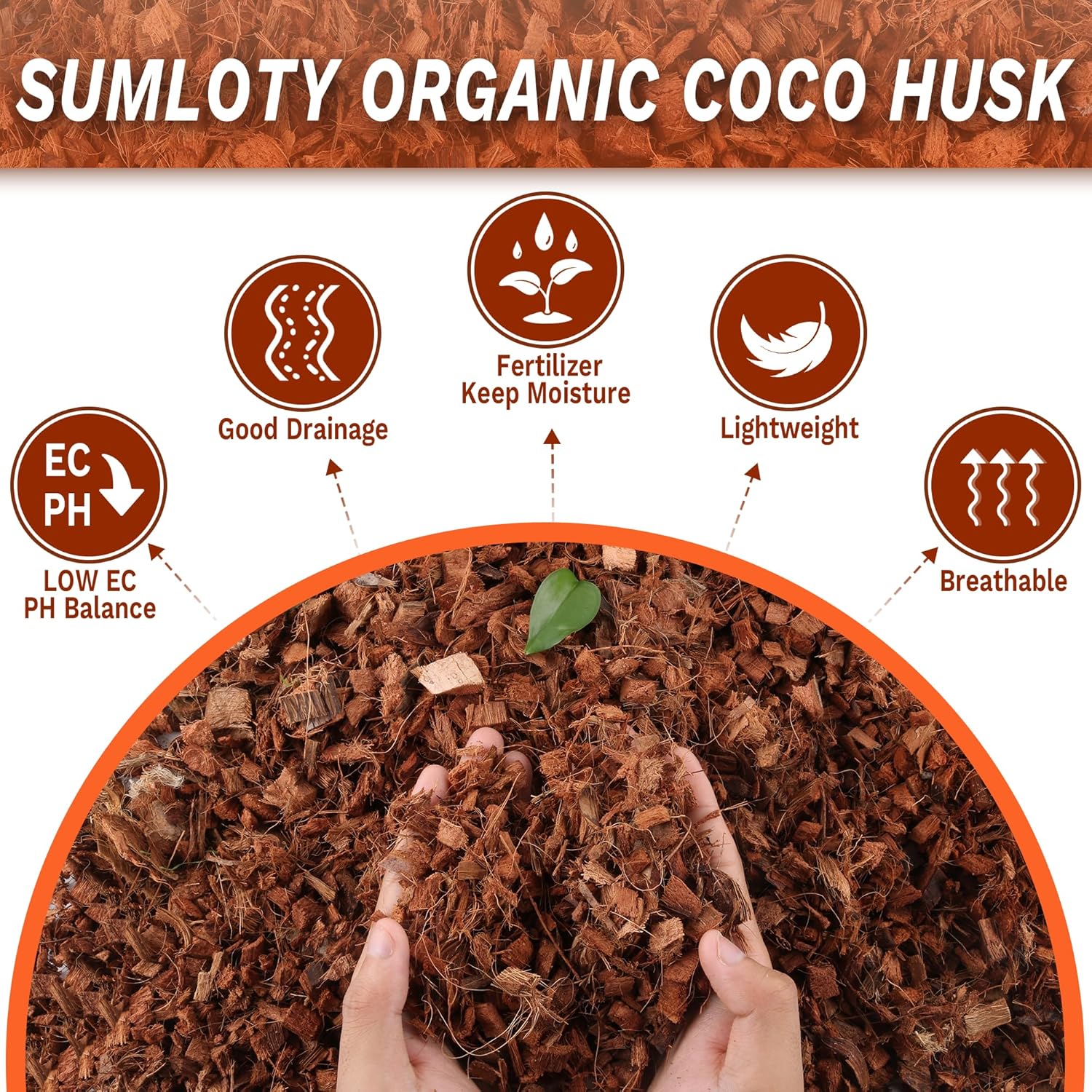 Coco Chips for Plant - 10LB Organic Coconut Husk Chips with Low EC & PH Balanced, High Expansion Coconut Substrate Coco Husk Mulch for Garden, Flowers and Reptile - Pet Explorer