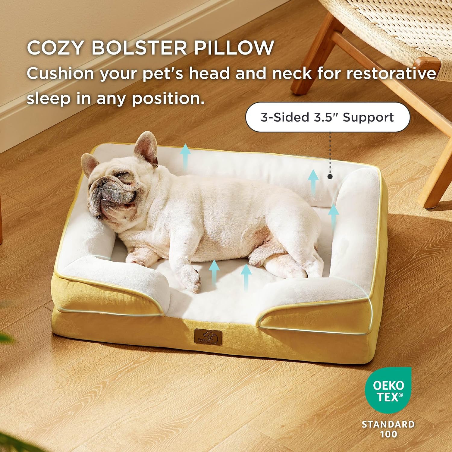 Bedsure Orthopedic Dog Bed Medium Size Dogs - Washable Medium Dog Cat Bed Waterproof, Comfort Pet Couch Sofa with Washable Removable Cover, Pets Bed with Nonskid Bottom, Spicy Mustard, 28" - Pet Explorer