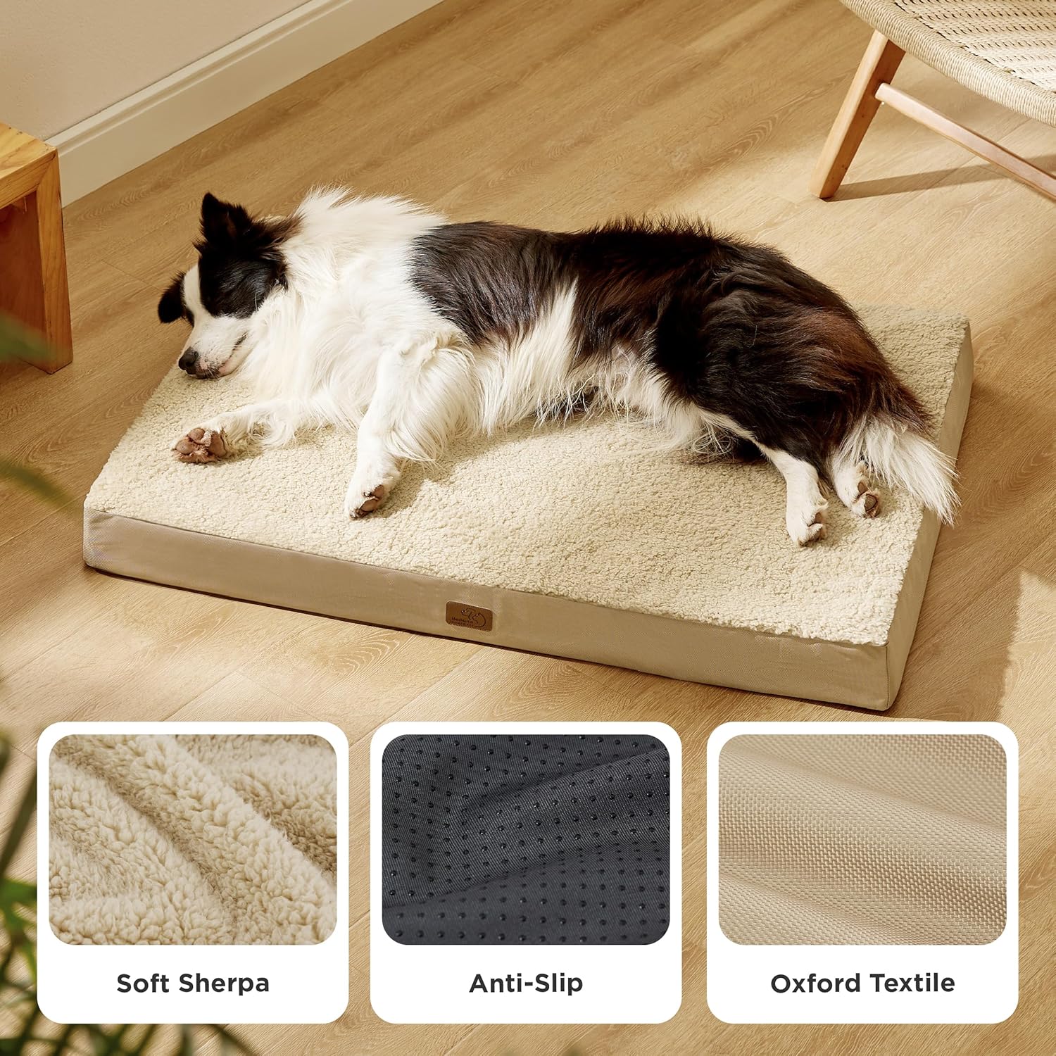 Bedsure Dog Beds Large Sized Dog - Orthopedic Flat Pet Beds with Removable Washable Cover, Egg Crate Foam Puppy Mat, Suitable for Pet Up to 65 lbs - Pet Explorer