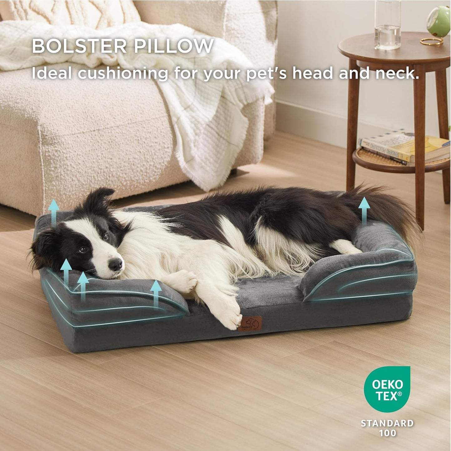 Bedsure Orthopedic Dog Beds Large Sized Dog - Washable Large Dog Cat Bed Waterproof, Comfort Dogs Couch Sofa with Washable Removable Cover, Pet Bed with Nonskid Bottom, Dark Grey, 35" - Pet Explorer