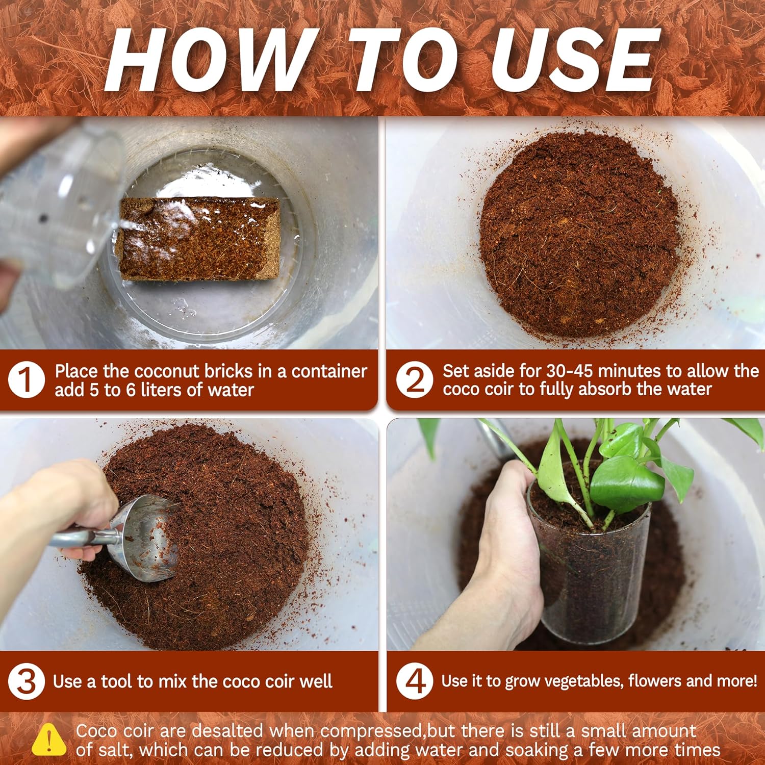 Coco Coir for Plants- 10LB Organic Coconut Coir Brick with Low EC & PH Balanced,Coco Fiber for Herbs& Flowers, Renewable Coco Soil for Planting(18 Gal.) - Pet Explorer