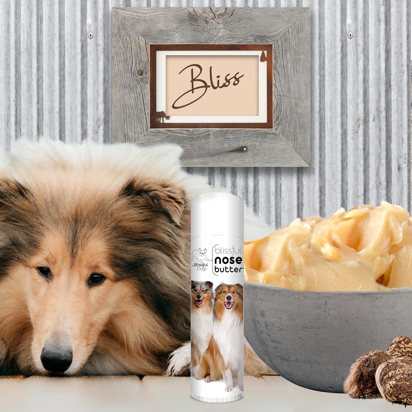 The Blissful Dog Collie Nose Butter for Dry, Cracked Skin, Lick-Safe Dog Nose Balm with Moisturizing Shea Butter, Almond, Olive, and Essential Oils, Pet Supplies, Uncented, 0.50 oz. - Pet Explorer