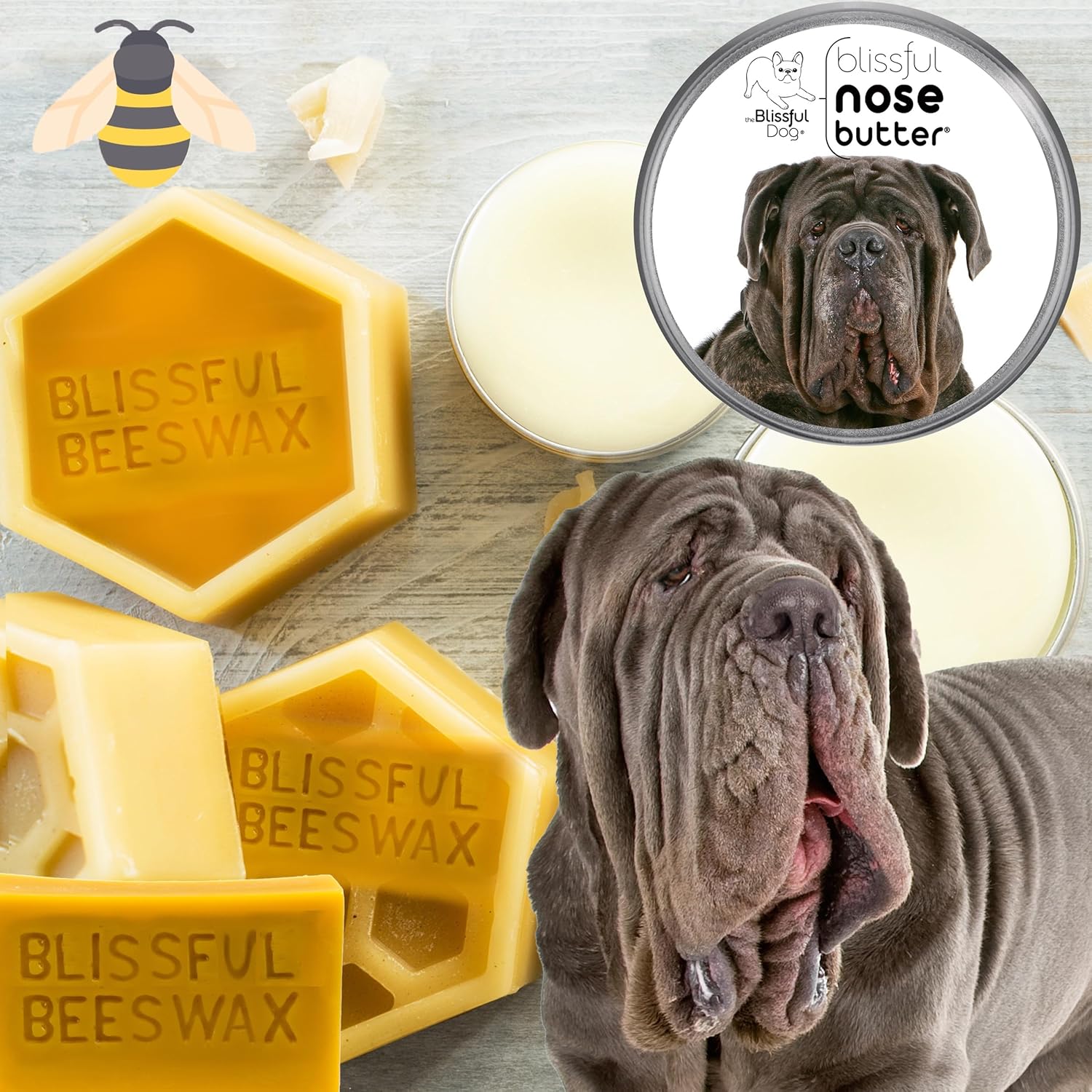 The Blissful Dog Neapolitan Mastiff Nose Butter for Dry, Cracked Skin, Lick-Safe Dog Nose Balm with Moisturizing Shea Butter, Almond, Olive, and Essential Oils, Pet Supplies, Uncented, 4 oz. - Pet Explorer