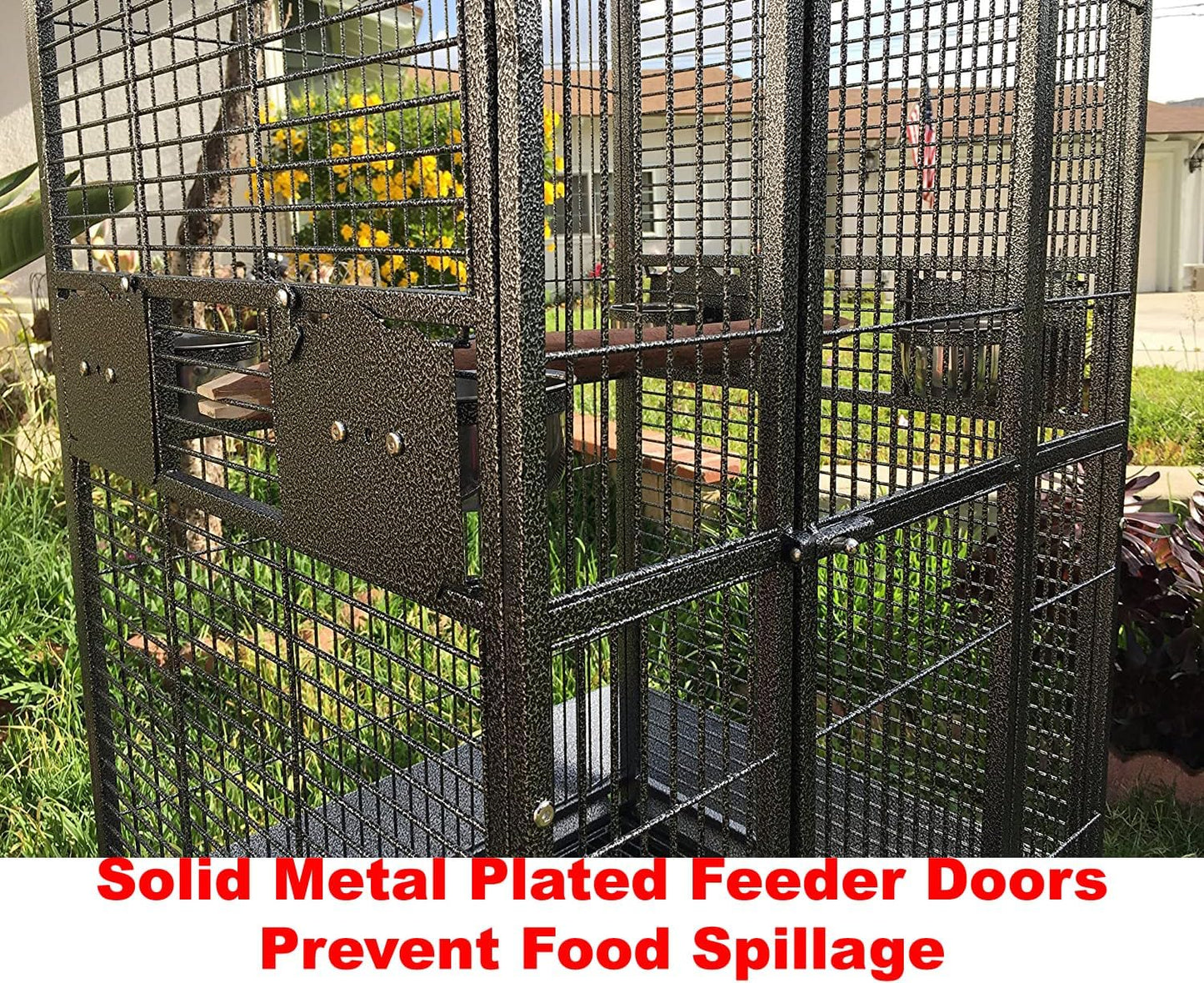 XX-Large 32" x 23" x 66"H Double Walk Ladders Open Play Top Wrought Iron Bird Parrot Parttot Finch Macaw Cockatoo Cage, Include Seed Guard and Toy Hook