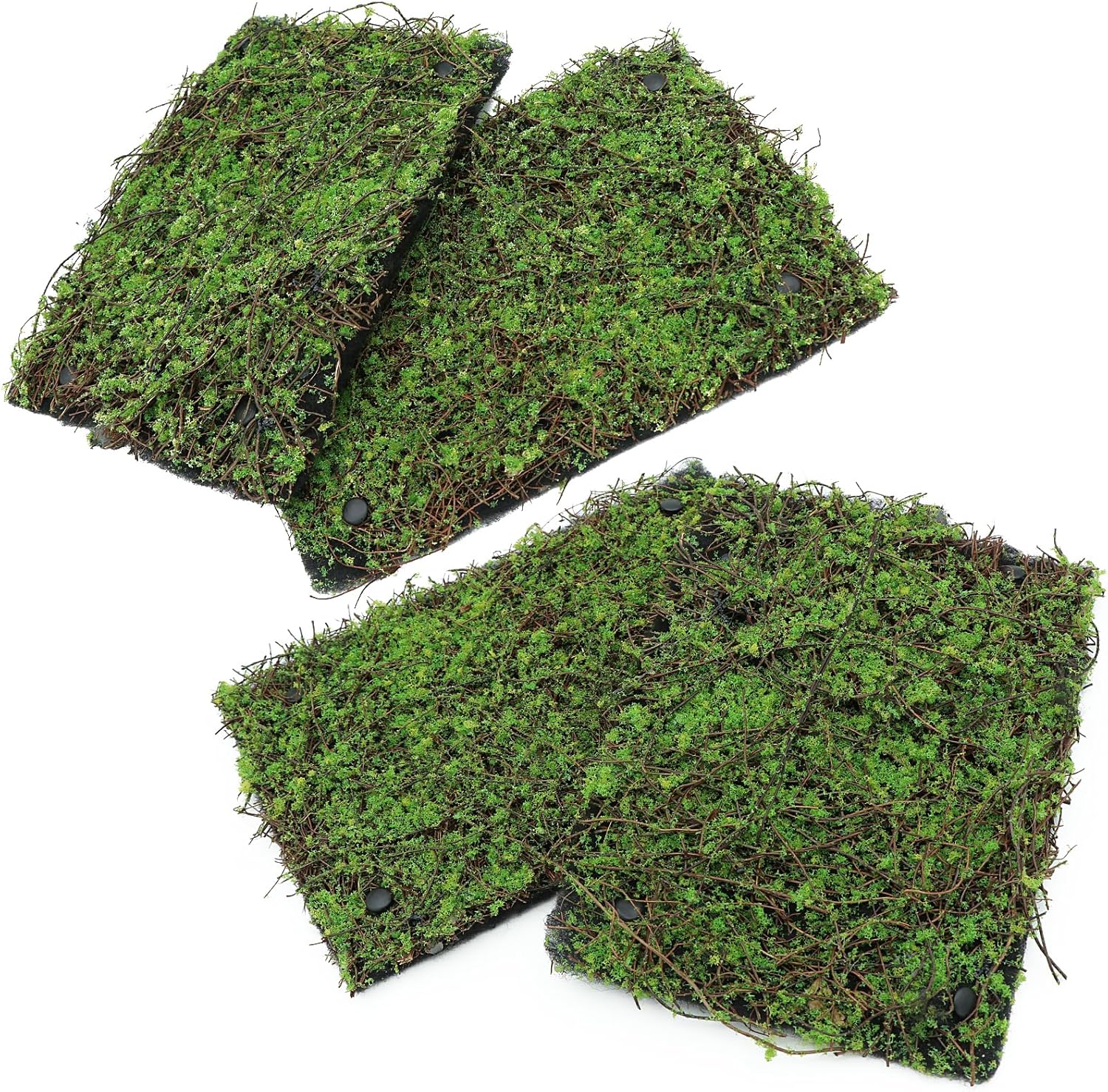 AQUA KT Reptile Moss Background Backdrop Wall Artificial Terrarium Habitat Amphibian Cage Decoration for Lizard Bearded Dragon Snake Tree Frog Chameleon Climbing, Pack of 4 - Pet Explorer