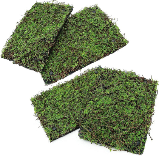 AQUA KT Reptile Moss Background Backdrop Wall Artificial Terrarium Habitat Amphibian Cage Decoration for Lizard Bearded Dragon Snake Tree Frog Chameleon Climbing, Pack of 4 - Pet Explorer