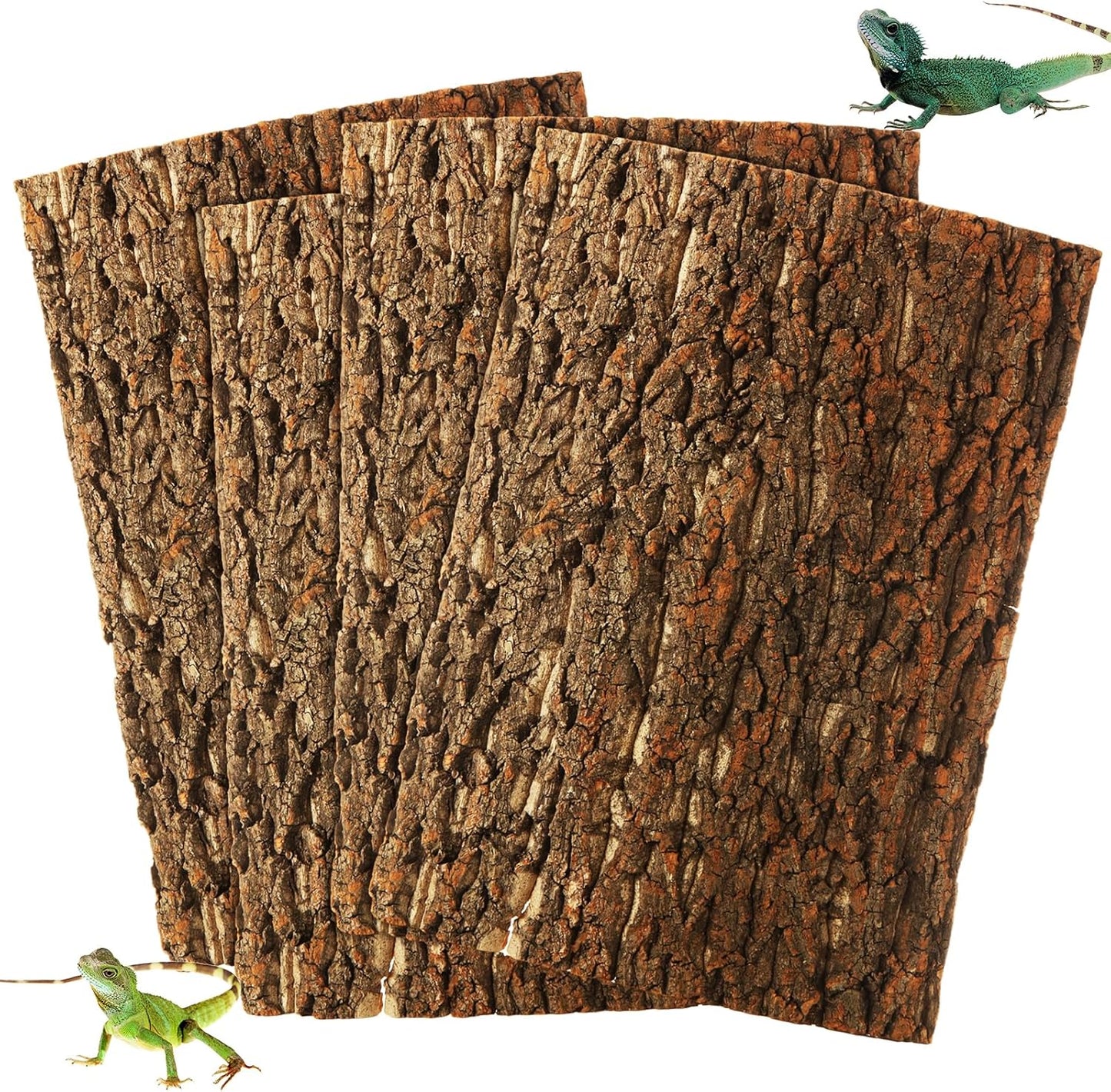 4PCS Cork Terrarium Background 15.7x11.8in Reptile Tank Background Board Habitat Decoration, Natural Cork Large Bark Climbing Mat for Gecko Lizard Tortoise Chameleon - Pet Explorer