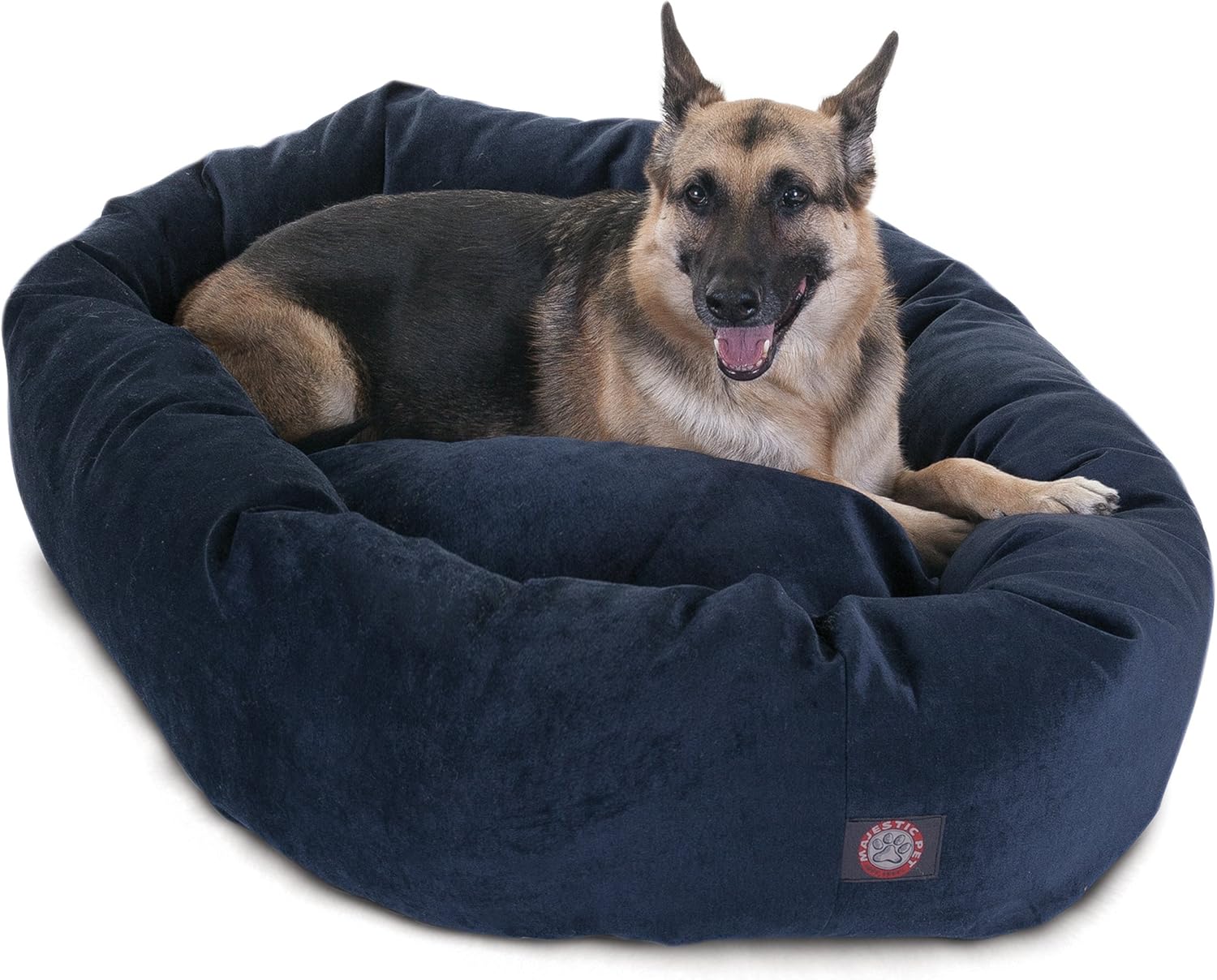 Majestic Pet 52 Inch Micro Velvet Calming Dog Bed Washable 52x35x11 (inch) – Cozy Soft Round Donut Dog Bed with Spine for Head Support -Pet Bed X- Large – Navy (2025) - Pet Explorer