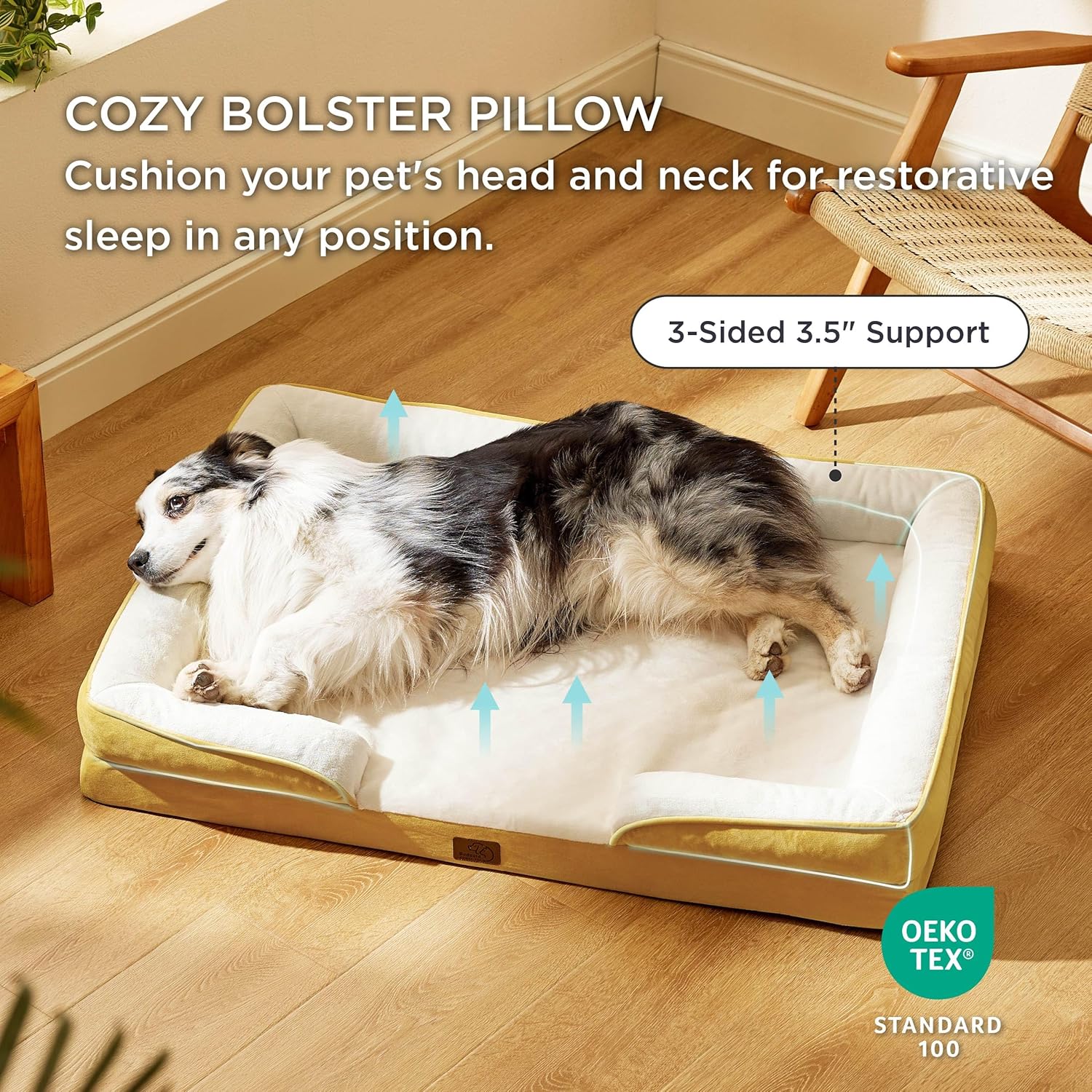 Bedsure XL Orthopedic Dog Bed for Extra Large Dogs - Washable XLarge Dog Cat Bed Waterproof, Comfort Dogs Couch Sofa with Washable Removable Cover, Pet Bed with Nonskid Bottom, Spicy Mustard, 42" - Pet Explorer