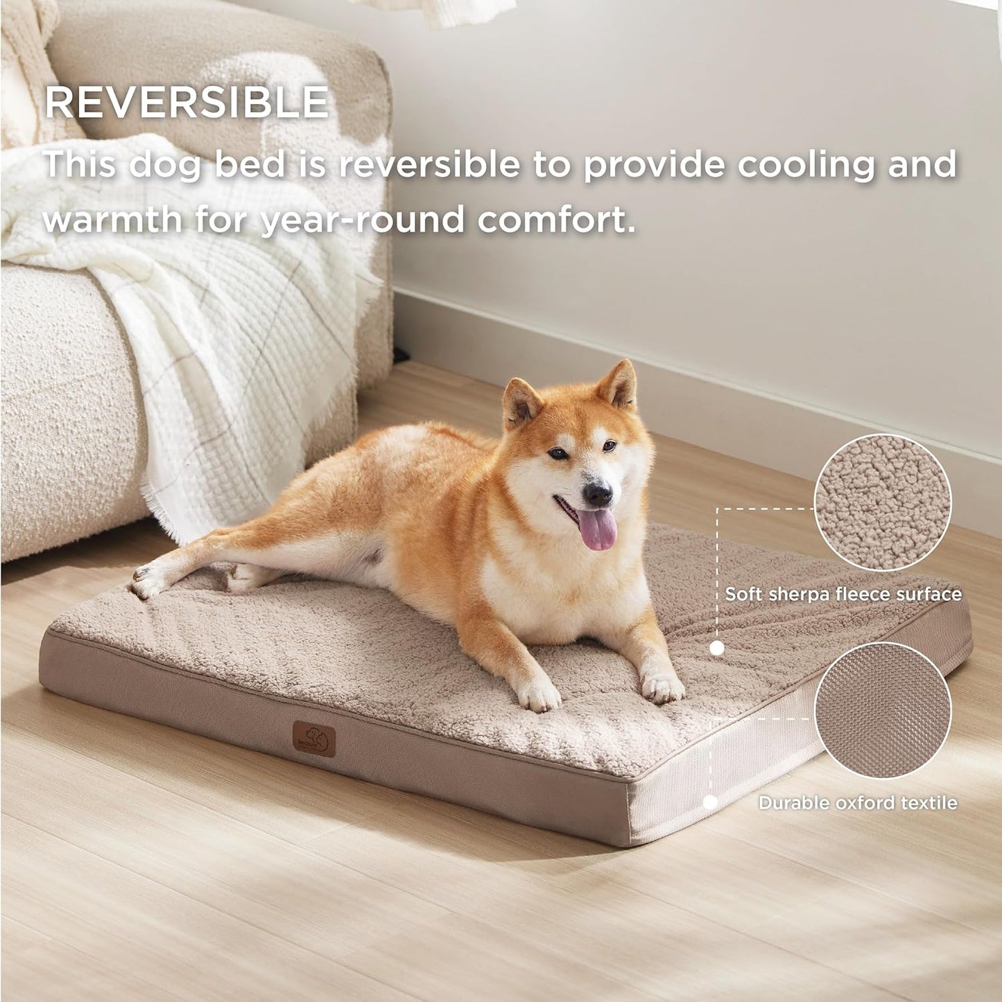 Bedsure Dog Beds Large Sized Dog - Orthopedic Flat Pet Beds with Removable Washable Cover, Egg Crate Foam Puppy Mat, Suitable for Pet Up to 65 lbs - Pet Explorer