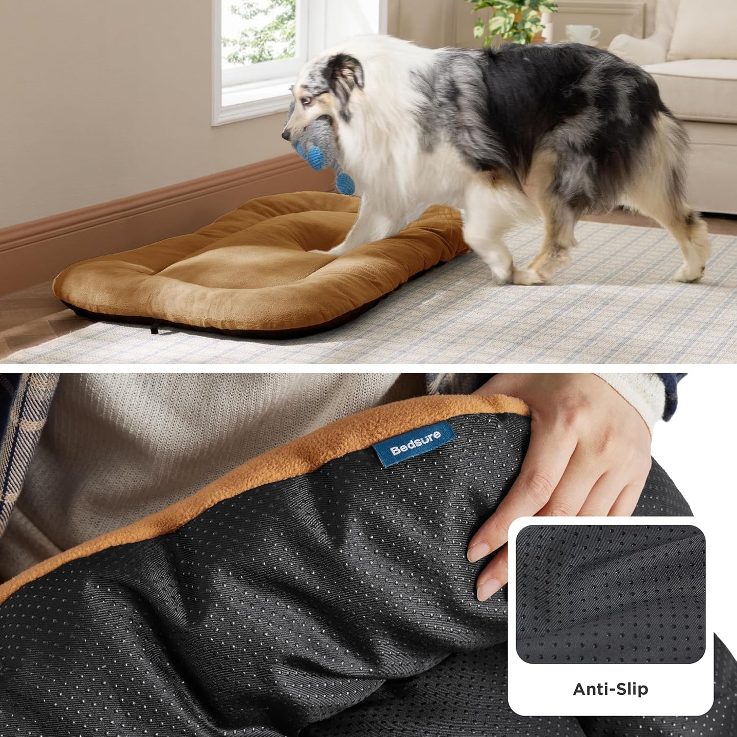 Bedsure Washable Dog Crate Pad for Small Dogs, Anti-Slip Puppy Kennel Dog Bed for Crate - Ultra Soft Fleece Flat Thin Pet Mat (Not Chew Proof), Brown 23"x17" - Pet Explorer