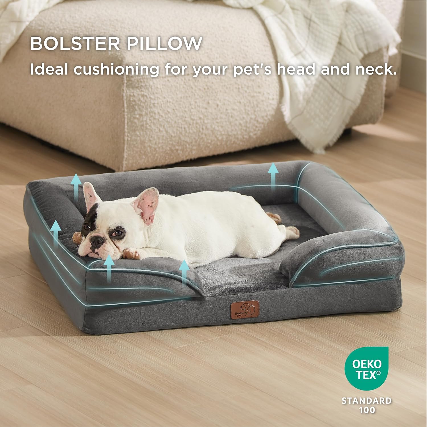 Bedsure Orthopedic Dog Bed Medium Size Dogs - Washable Medium Dog Cat Bed Waterproof, Comfort Pet Couch Sofa with Washable Removable Cover, Pets Bed with Nonskid Bottom, Dark Grey, 28" - Pet Explorer