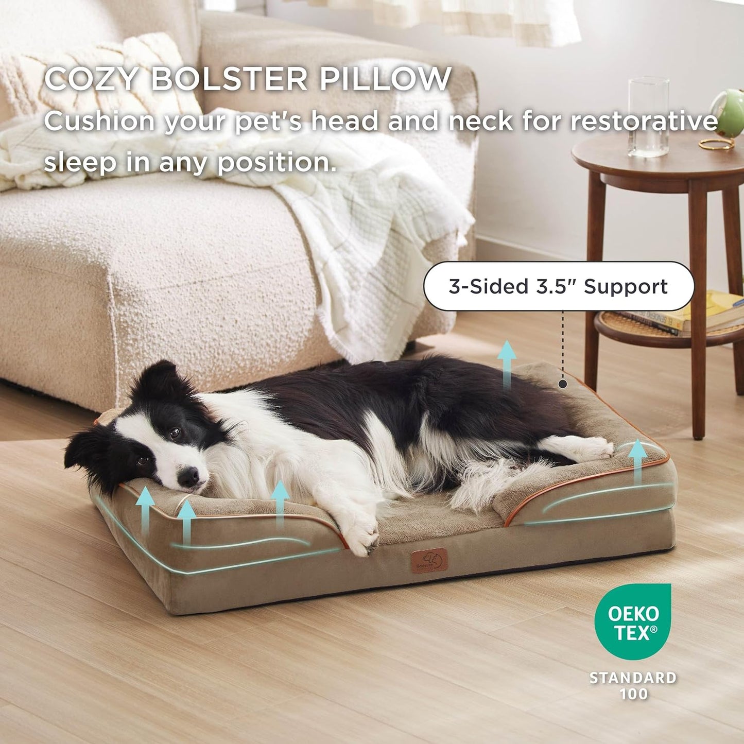 Bedsure Orthopedic Dog Beds Large Sized Dog - Washable Large Dog Cat Bed Waterproof, Comfort Dogs Couch Sofa with Washable Removable Cover, Pet Bed with Nonskid Bottom, Hazel, 35" - Pet Explorer