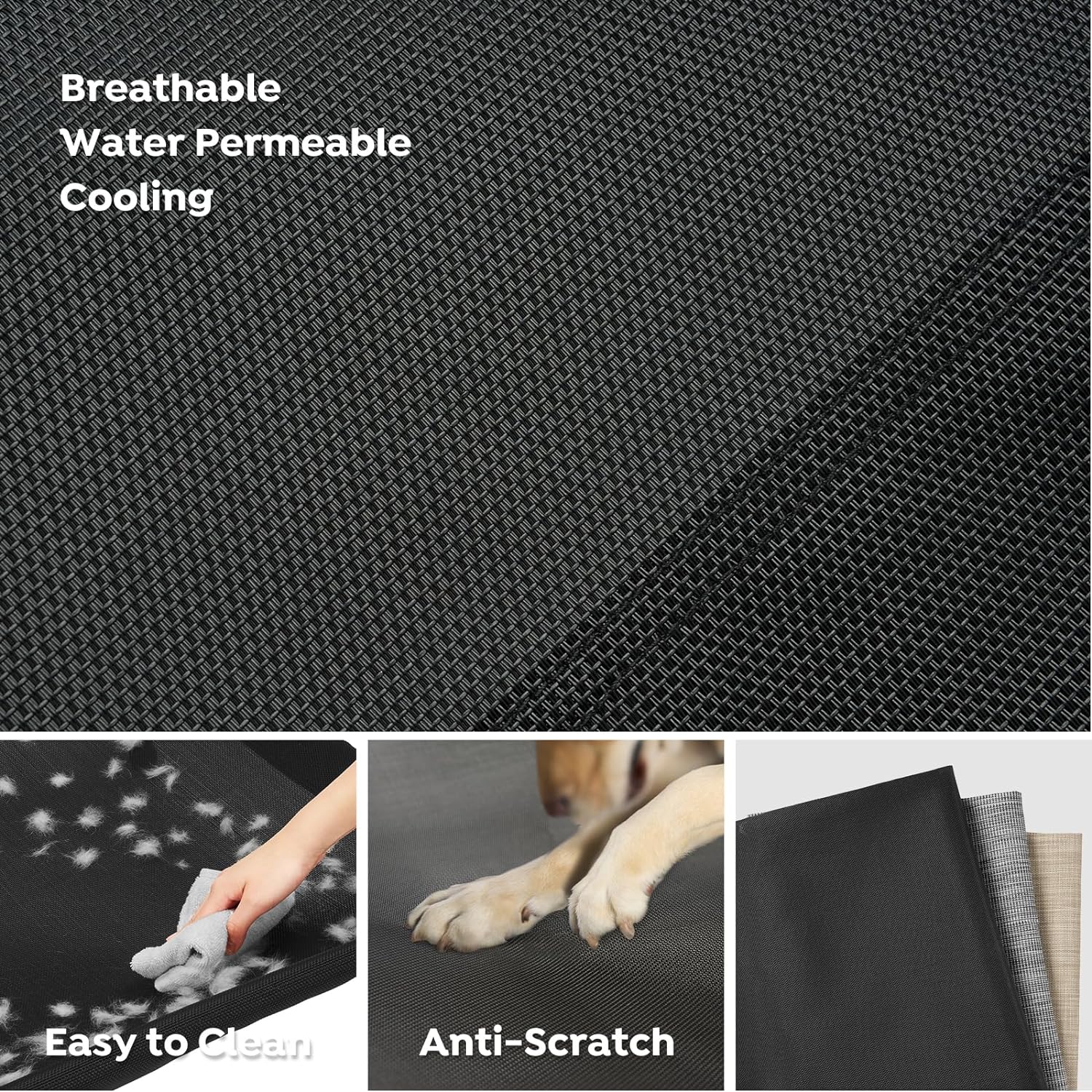 Veehoo Cooling Elevated Dog Bed, 59" x 37" Raised Dog Beds for Large Dogs, Outdoor Dog Bed with Guardrail, Upgraded Non-Slip Feet, Breathable Teslin Mesh, Portable Camping Dog Cot, Black - Pet Explorer