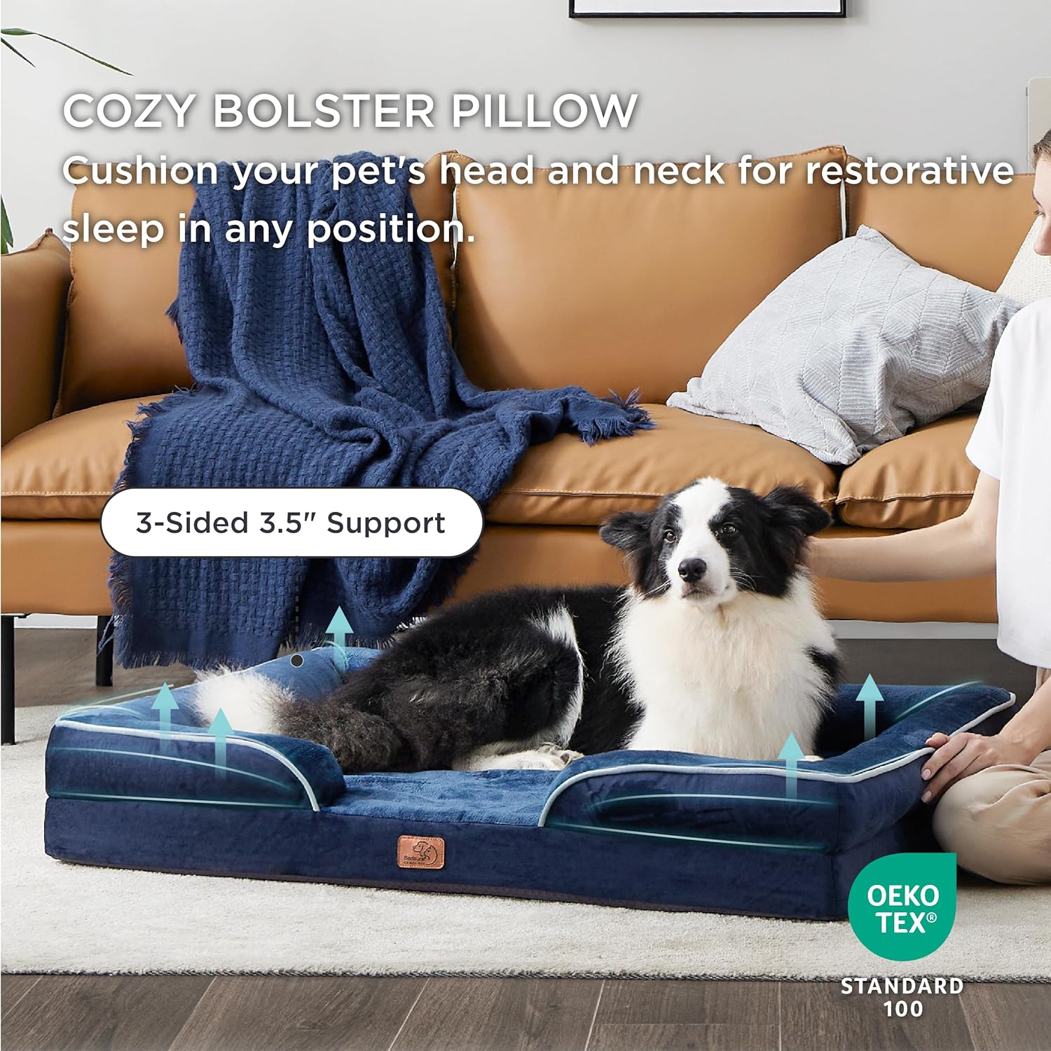 Bedsure Orthopedic Dog Bed for Extra Large Dogs - XL Washable Dog Sofa Beds Large, Supportive Foam Pet Couch Bed with Removable Washable Cover, Waterproof Lining and Nonskid Bottom, Navy Blue - Pet Explorer