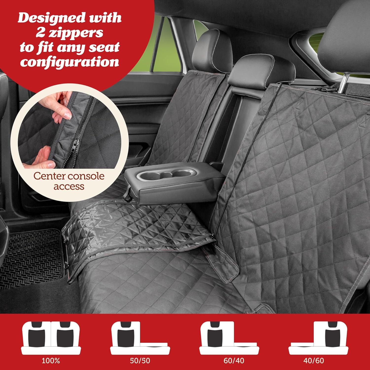 Lusso Gear Dog Car Seat Cover for Back Seat - 100% Waterproof - Full Protection from Mud, Scratches, Shedding - Non-Slip Cover Stays in Place, Fits Car, Truck, SUV (Gray) - Pet Explorer