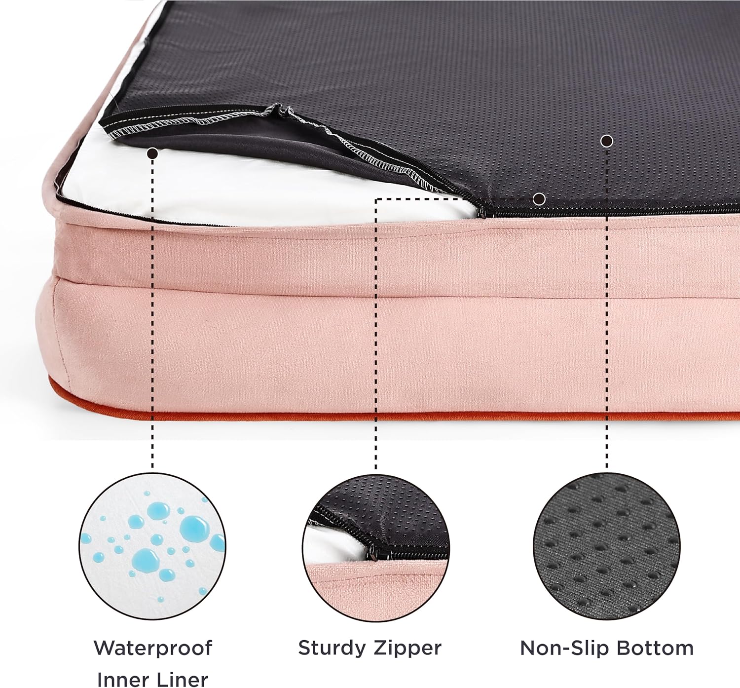Bedsure Small Orthopedic Dog Bed - Washable Bolster Dog Sofa Beds for Small Dogs, Supportive Foam Pet Couch Bed with Removable Washable Cover, Waterproof Lining and Nonskid Bottom Couch, Pink - Pet Explorer