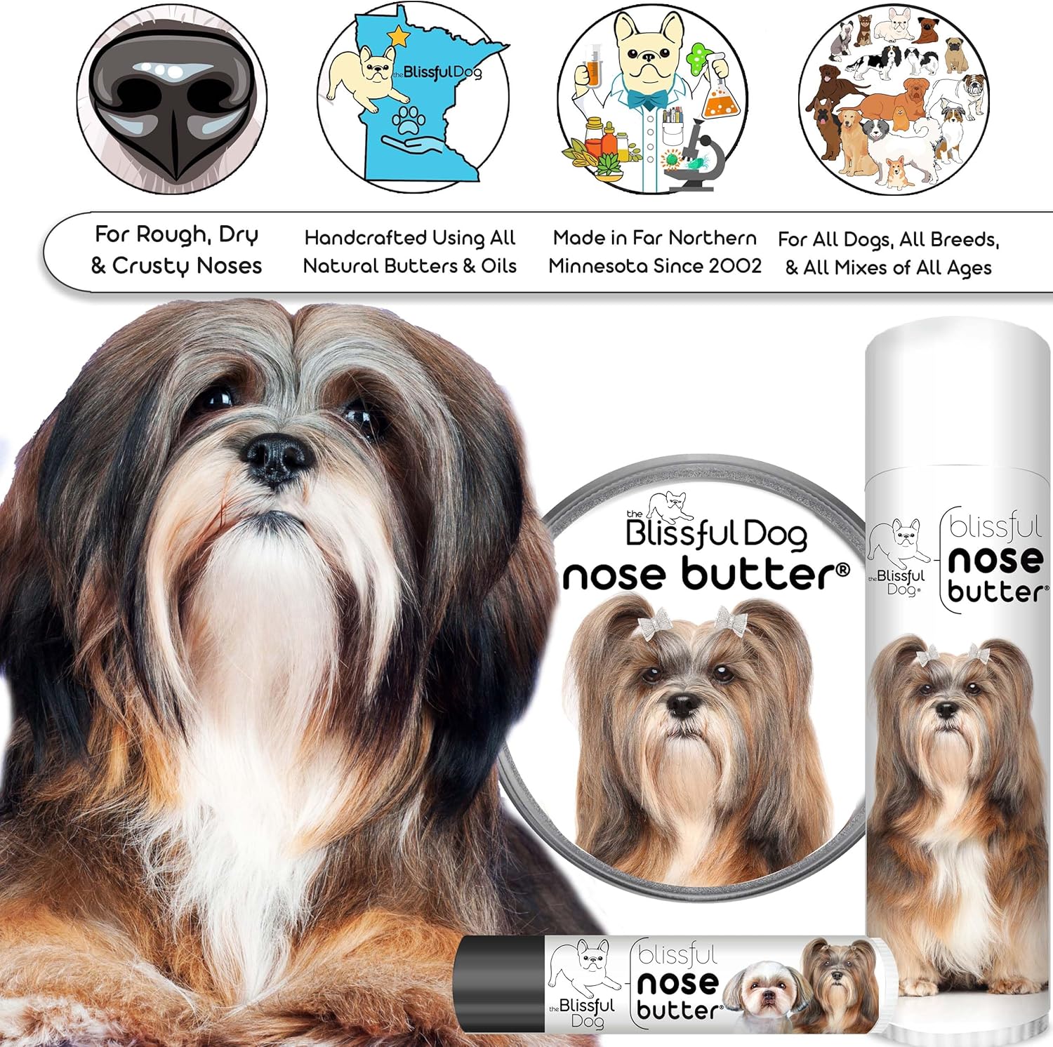 The Blissful Dog Lhasa Apso Unscented Nose Butter - Dog Nose Butter, 0.15 Ounce - Pet Explorer