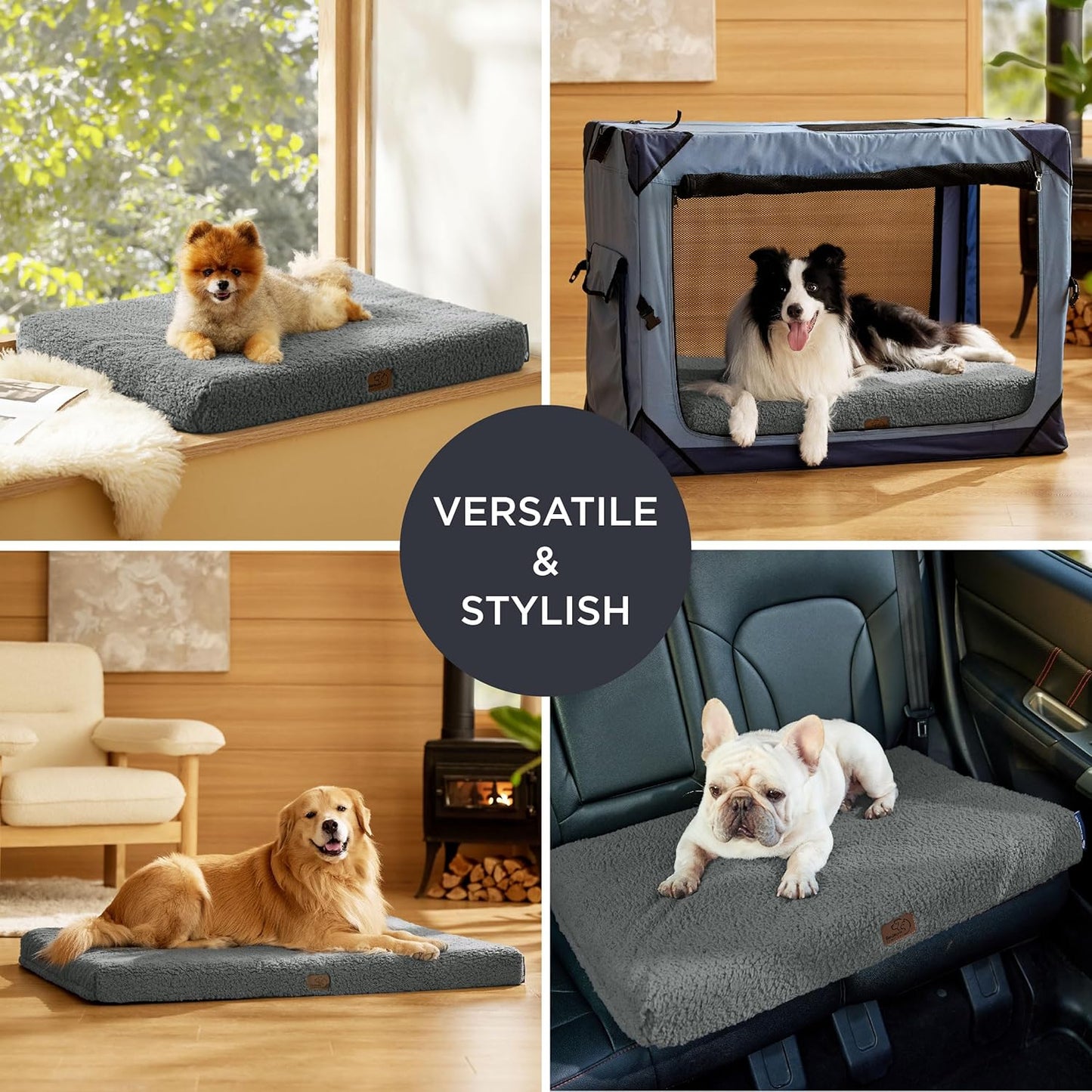 Bedsure Self Warming Dog Bed for Medium Dogs - Orthopedic Waterproof Puppy Beds with Removable Washable Cover, Egg Crate Foam Pet Mat, Suitable for Pet Up to 35 lbs - Pet Explorer