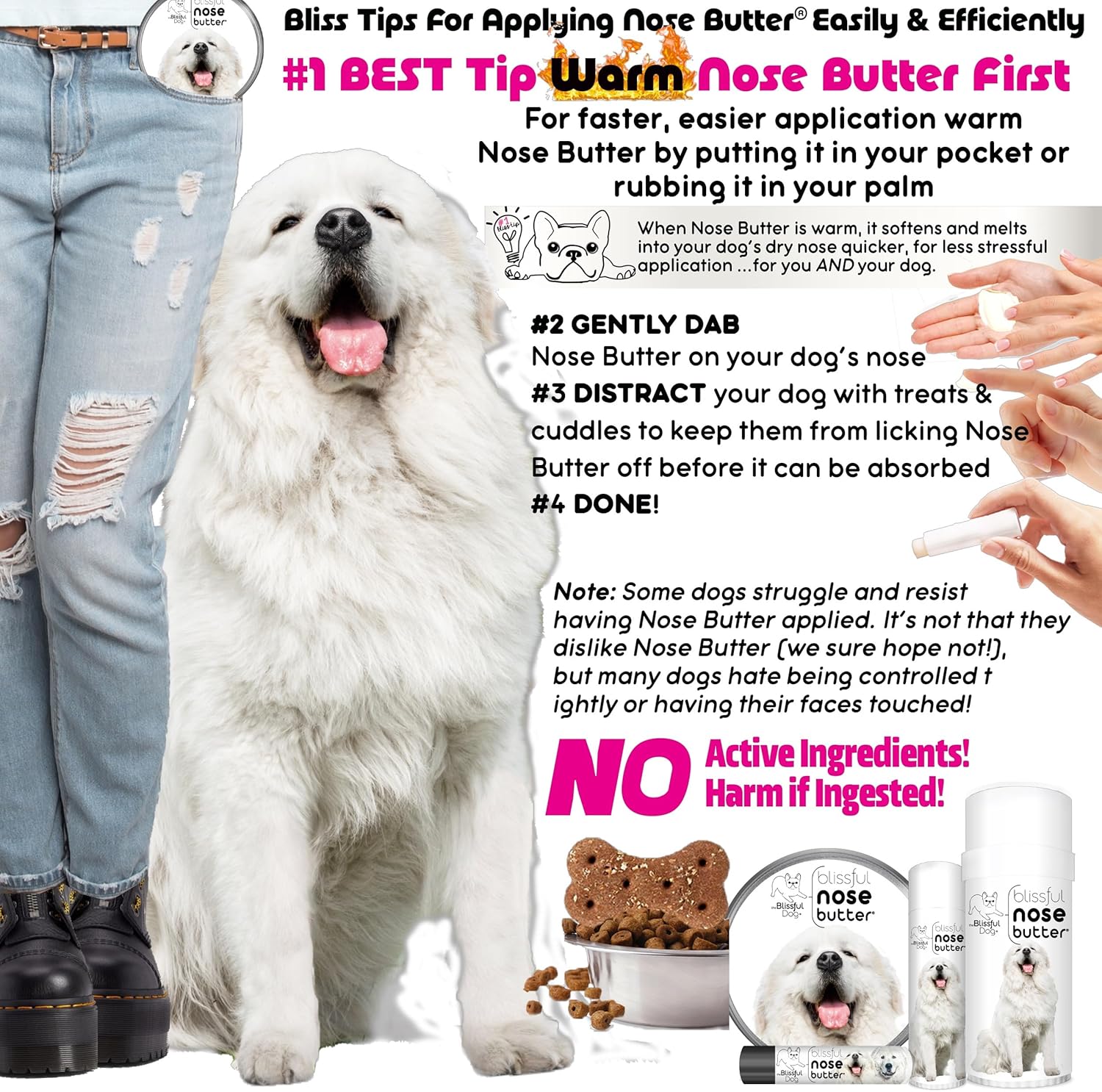 The Blissful Dog Great Pyrenees Unscented Nose Butter - Dog Nose Butter, 16 Ounce - Pet Explorer