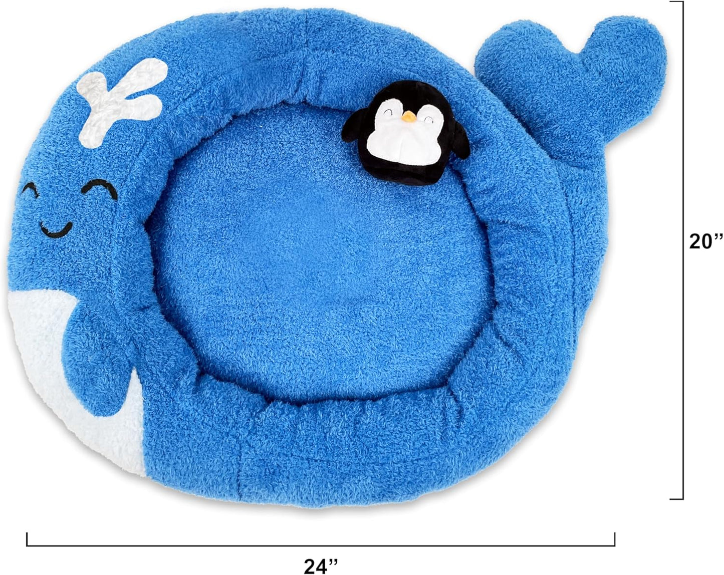 TONBO Soft Plush Small Cute and Cozy Nature Dog Cat Bed, Washer and Dryer Friendly (Whale) - Pet Explorer