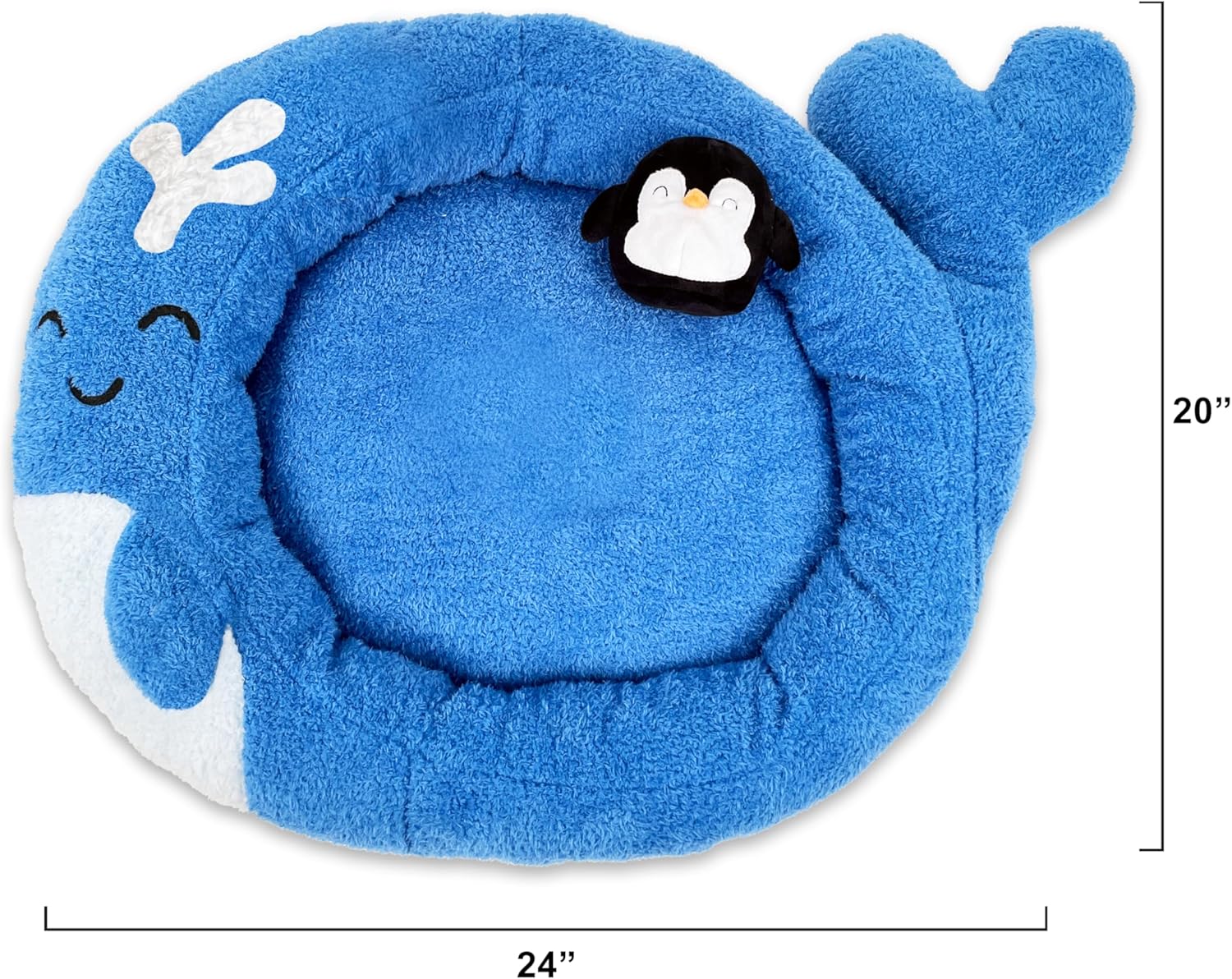 TONBO Soft Plush Small Cute and Cozy Nature Dog Cat Bed, Washer and Dryer Friendly (Whale) - Pet Explorer