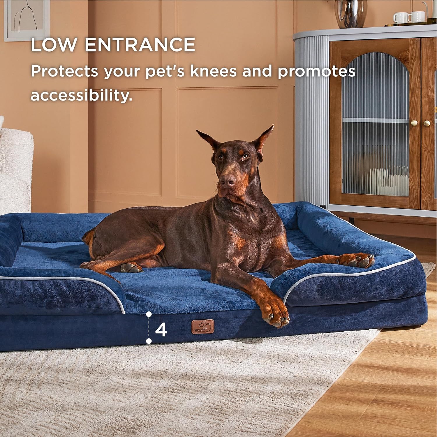 Bedsure XXL Orthopedic Dog Bed for Extra Large Dogs - Washable Giant Dog Cat Bed Waterproof, Comfort Dogs Couch Sofa with Washable Removable Cover, Pet Bed with Nonskid Bottom, Blue Navy, 52" - Pet Explorer