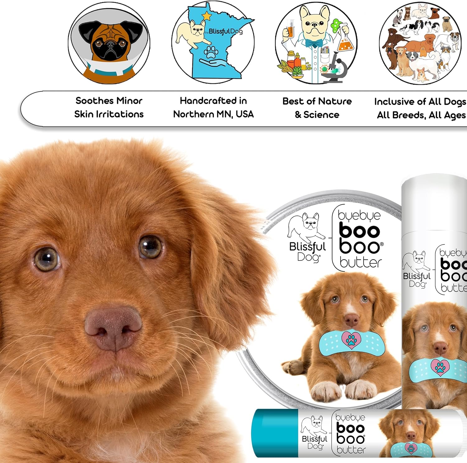 The Blissful Dog Nova Scotia Duck Tolling Retriever Boo Boo Butter, 1-Ounce - Pet Explorer