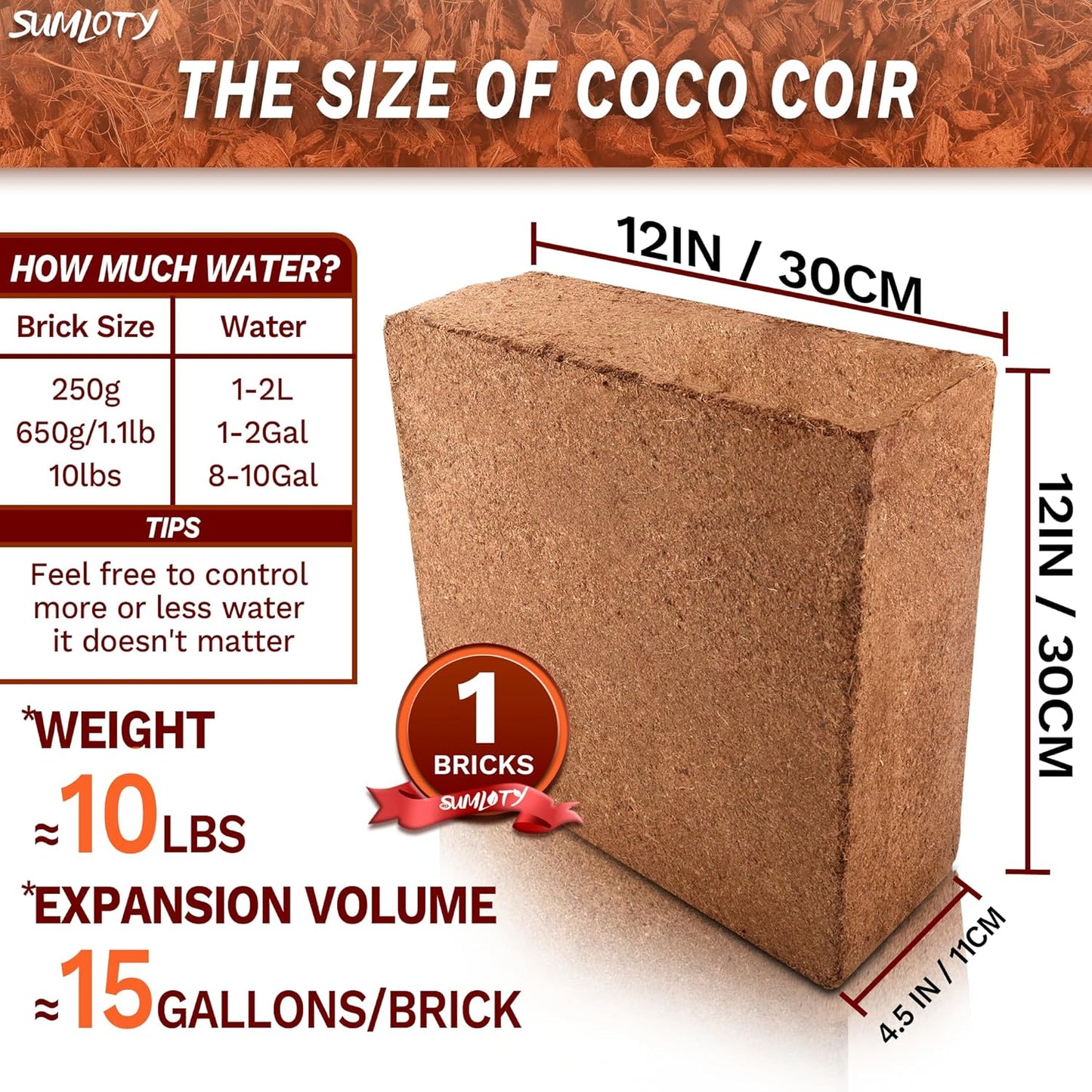 Coco Coir for Plants- 10LB Organic Coconut Coir Brick with Low EC & PH Balanced,Coco Fiber for Herbs& Flowers, Renewable Coco Soil for Planting(18 Gal.) - Pet Explorer