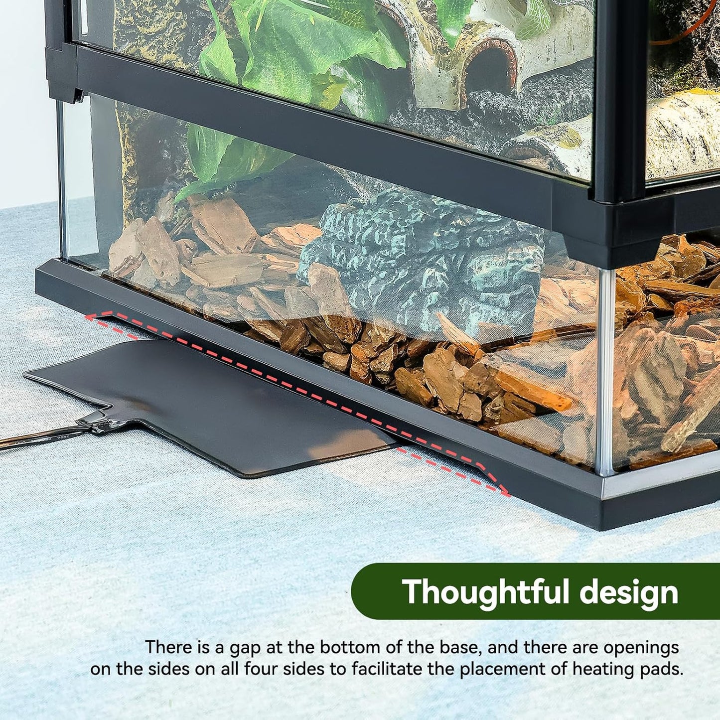 24x18x18'' 35 Gallon Glass Reptile Tank Front Opening Terrarium Suitable for Leopard Geckos, Snakes, Tree Frogs, Chameleons,Watertight Base, Ventilated Metal Mesh Top, Pre-Drilled Cable Holes - Pet Explorer
