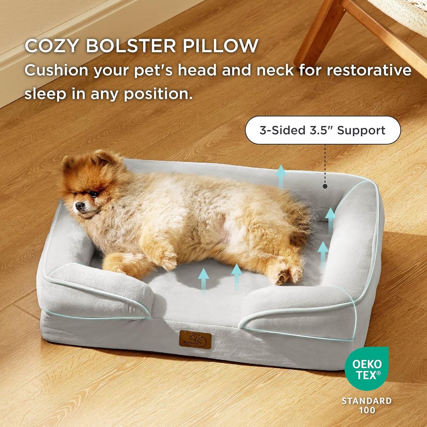 Bedsure Orthopedic Dog Beds for Small Dogs - Washable Small Dog Cat Bed Waterproof, Comfort Pet Couch Sofa with Washable Removable Cover, Pets Bed with Nonskid Bottom, Light Grey, 24" - Pet Explorer