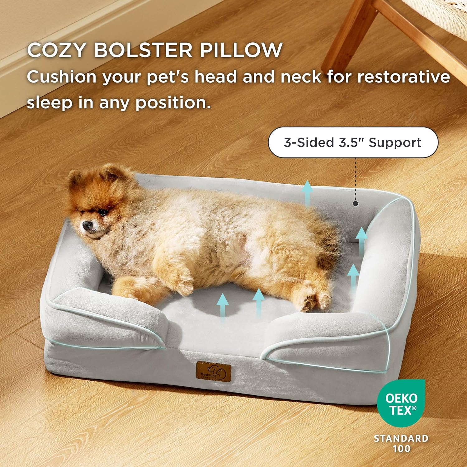 Bedsure Orthopedic Dog Beds for Small Dogs - Washable Small Dog Cat Bed Waterproof, Comfort Pet Couch Sofa with Washable Removable Cover, Pets Bed with Nonskid Bottom, Light Grey, 24" - Pet Explorer