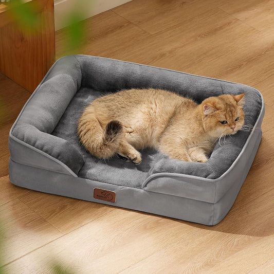 Bedsure Orthopedic Dog Beds for Extra Small Dogs- Washable Dog Cat Bed Waterproof, Comfort Pet Couch Sofa with Washable Removable Cover, Pets Bed with Nonskid Bottom, Grey, 20" - Pet Explorer