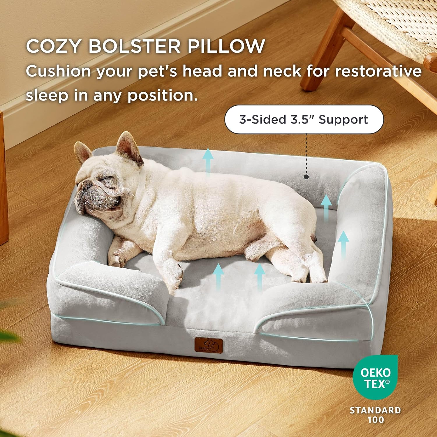 Bedsure Orthopedic Dog Bed for Medium Dogs - Waterproof Dog Sofa Beds Medium, Supportive Foam Pet Couch Bed with Removable Washable Cover, Waterproof Lining and Nonskid Bottom, Light Grey - Pet Explorer