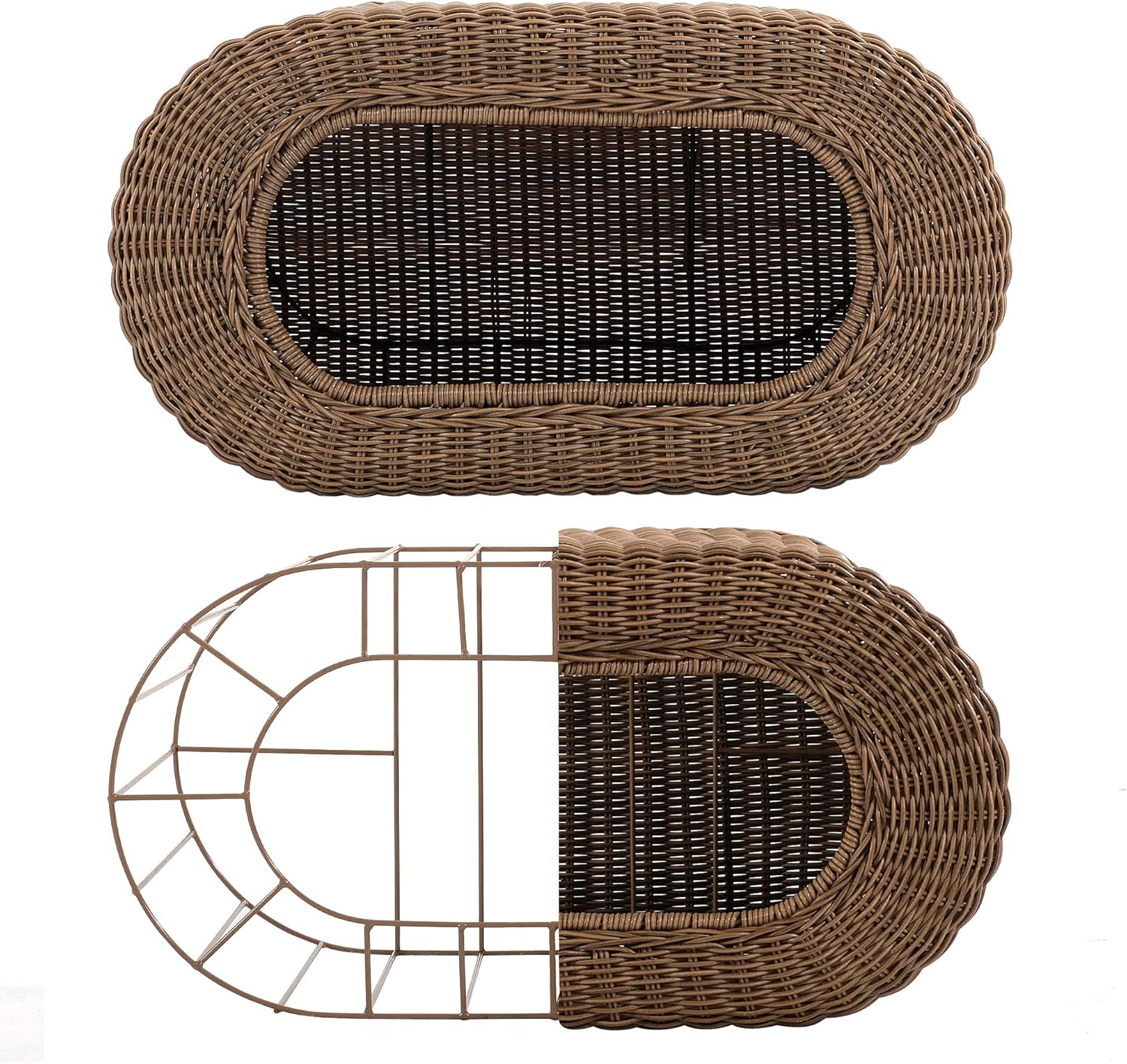 Fun Stackable Wicker Cat Hideaway House - Interactive Play Rattan Cat House for Indoor Cats Kitty, Pet Friendly Top/Side House Entry, Cat Bed Enclosed - Pet Explorer