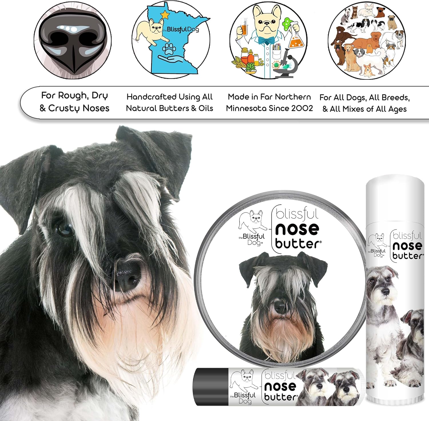 The Blissful Dog Schnauzer Unscented Nose Butter, 2-Ounce - Pet Explorer