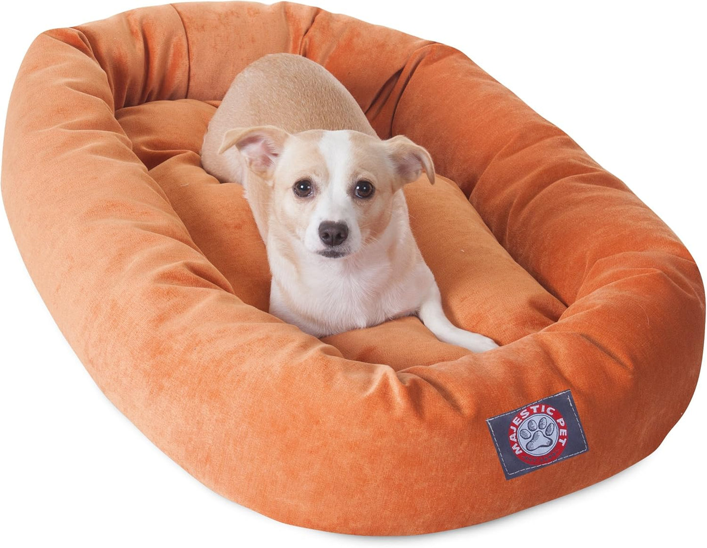 Majestic Pet Villa 32 Inch Shredded Memory Foam Dog Bed for Medium Sized Dogs 32x23x7 Inch–Orthopedic Dog Bed - Durable Pet Bed - Washable Medium Pet Bed with Head Support-Orange - Pet Explorer