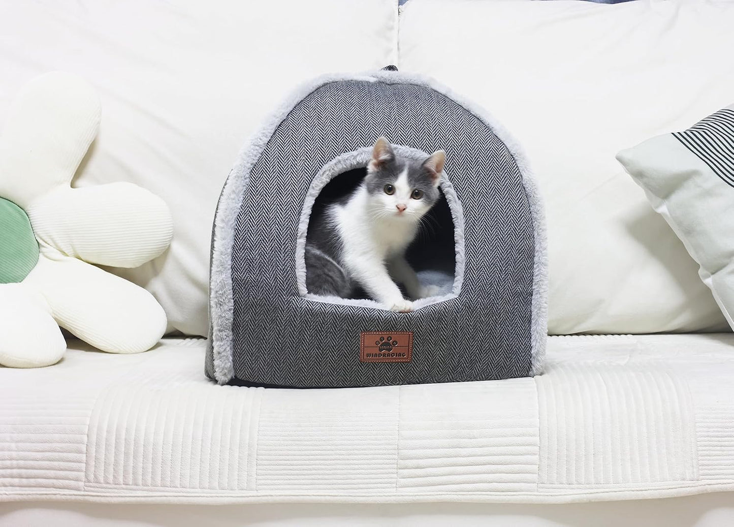 Cat Bed for Indoor Cats - Cat Cave Bed Cat House Cat Tent with Removable Washable Cushioned Pillow, Soft and Self Warming Kitten beds, for Small and Medium Cat Beds & Furniture - Pet Explorer