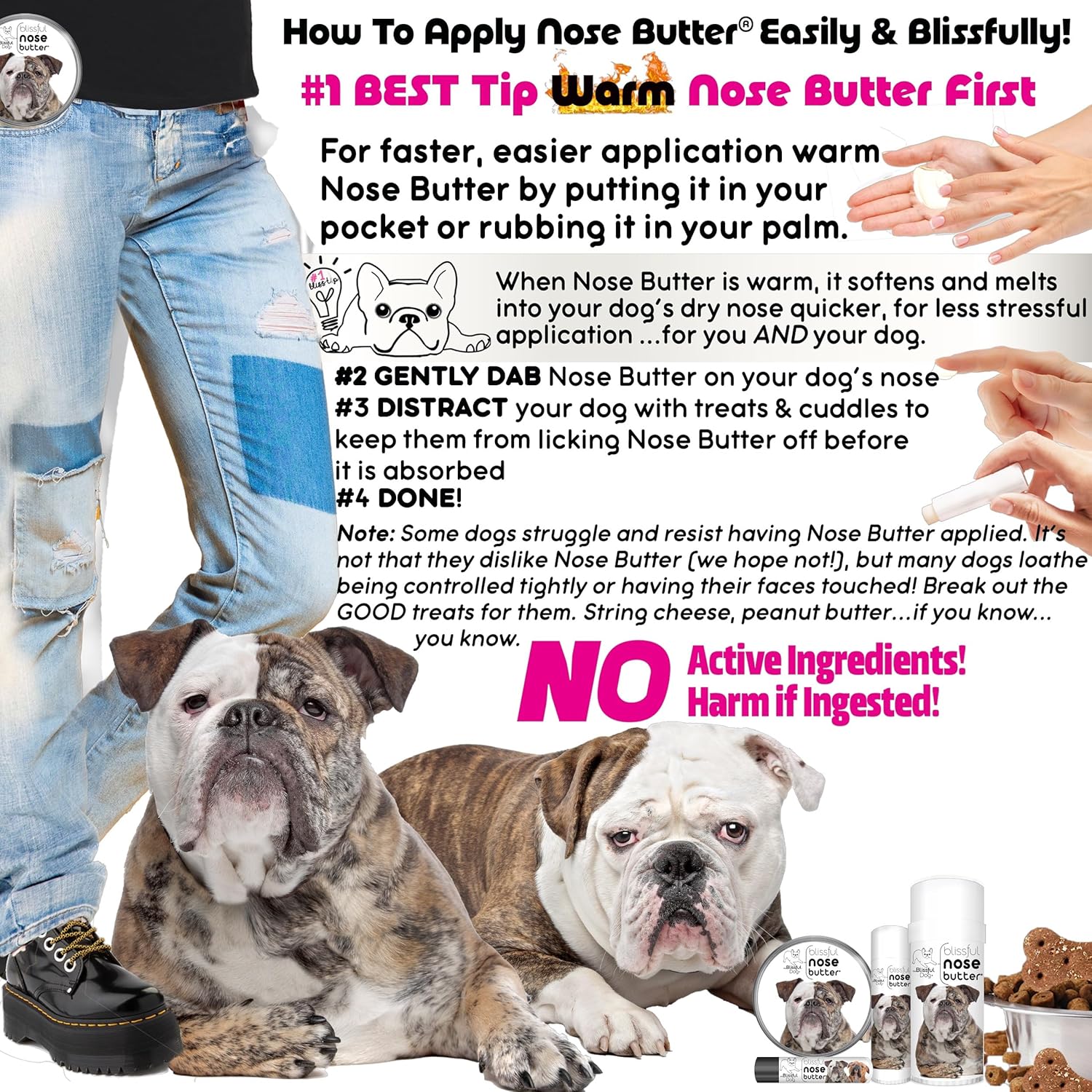 The Blissful Dog Olde English Bulldogge Nose Butter for Dry, Cracked Skin, Lick-Safe Dog Nose Balm with Moisturizing Shea Butter, Almond, Olive, and Essential Oils, Pet Supplies, Uncented, 2 oz. - Pet Explorer
