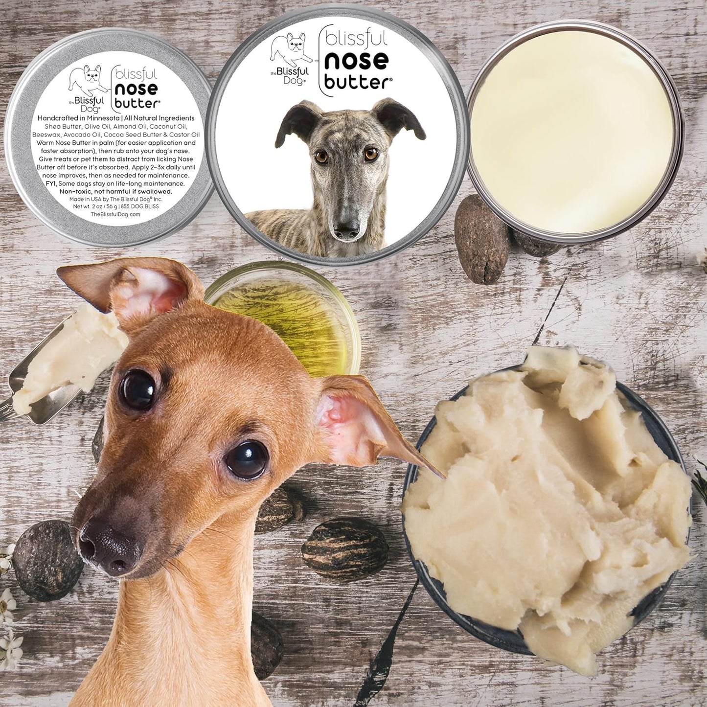 The Blissful Dog Greyhound Unscented Nose Butter - Dog Nose Butter, 2 Ounce - Pet Explorer