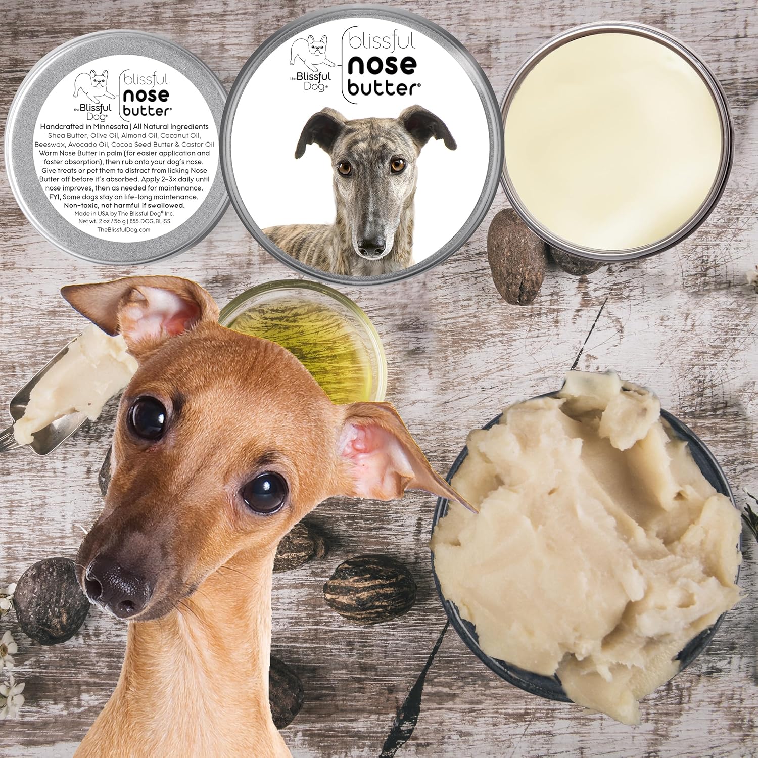 The Blissful Dog Greyhound Unscented Nose Butter - Dog Nose Butter, 2 Ounce - Pet Explorer
