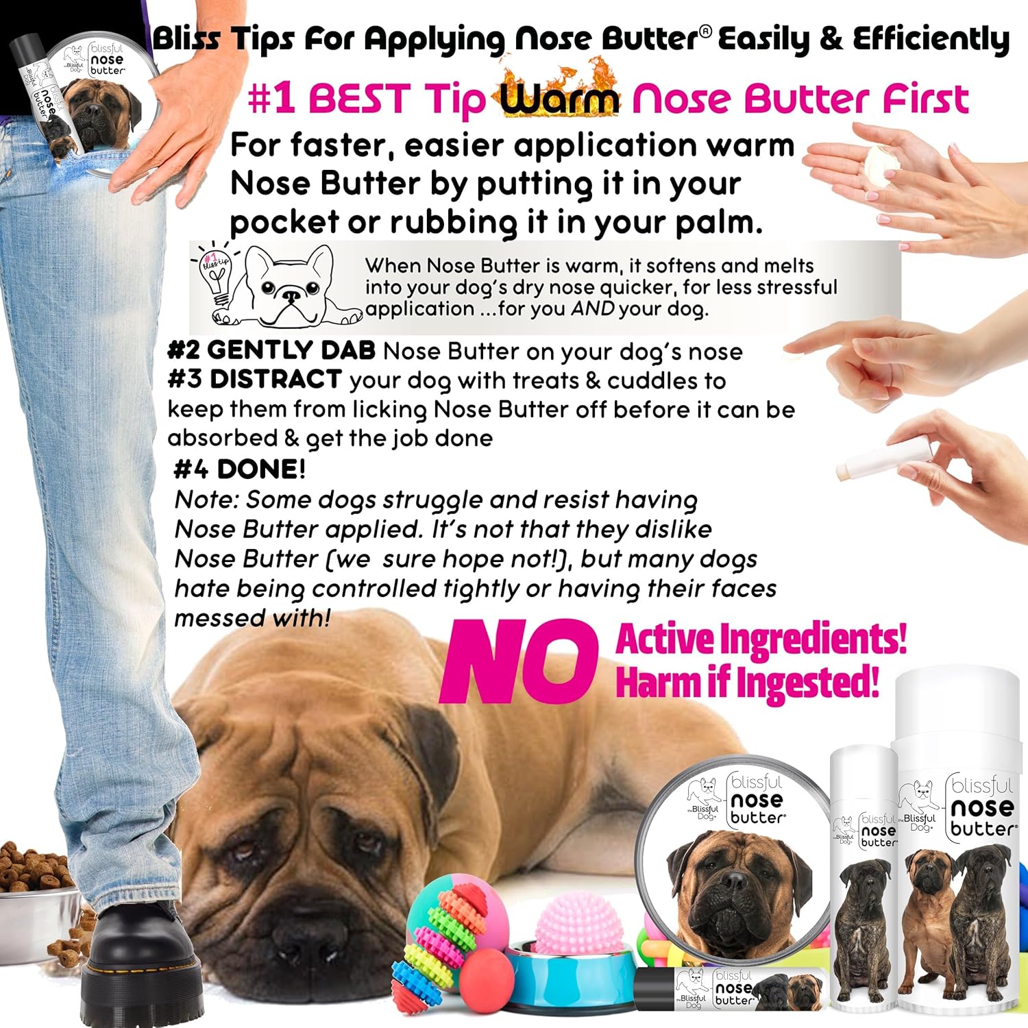 The Blissful Dog Bullmastiff Nose Butter for Dry, Cracked Skin, Lick-Safe Dog Nose Balm with Moisturizing Shea Butter, Almond, Olive, and Essential Oils, Pet Supplies, Uncented, 0.50 oz. - Pet Explorer