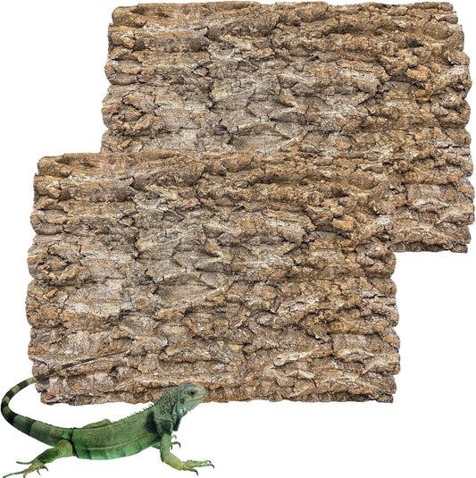 2PCS Cork Terrarium Background 15.7x11.8in Natural Cork Large Bark Backdrop Reptile Climbing Mat Habitat Decor for Spider Lizard Chamelon Turtle Beared Dragon - Pet Explorer