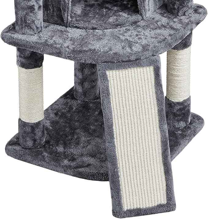Topeakmart Cat Tree, 42in Multi-Level Cat Furniture with Perch, Scratching Posts, Hammock & Condo, Dark Gray